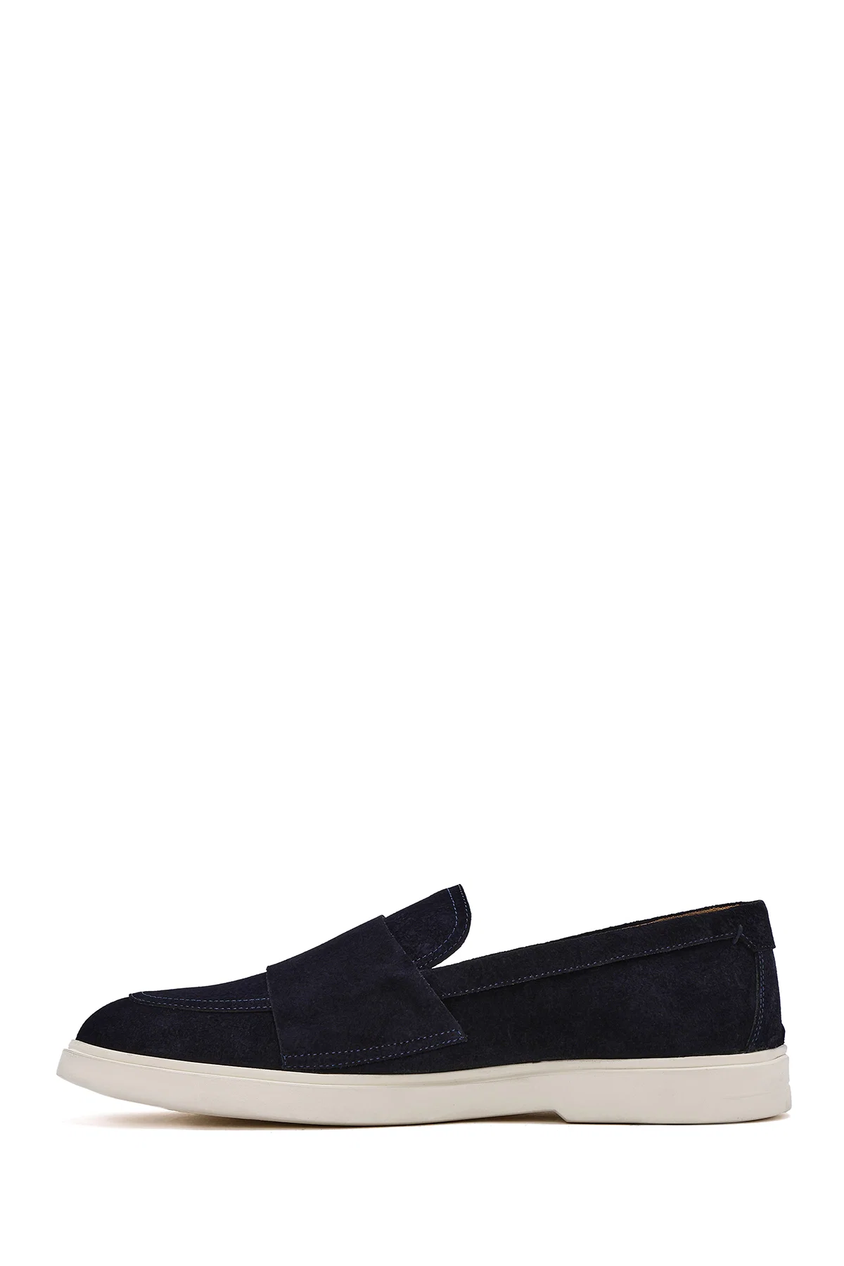 Erkek Lacivert Çift Tokalı Süet Deri Casual Loafer - Image 2