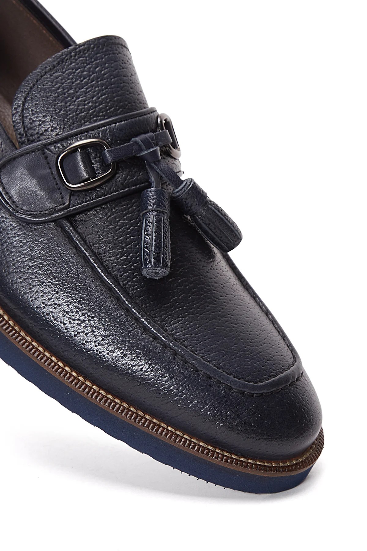 Erkek Lacivert Deri Baskılı Casual Loafer - Image 8