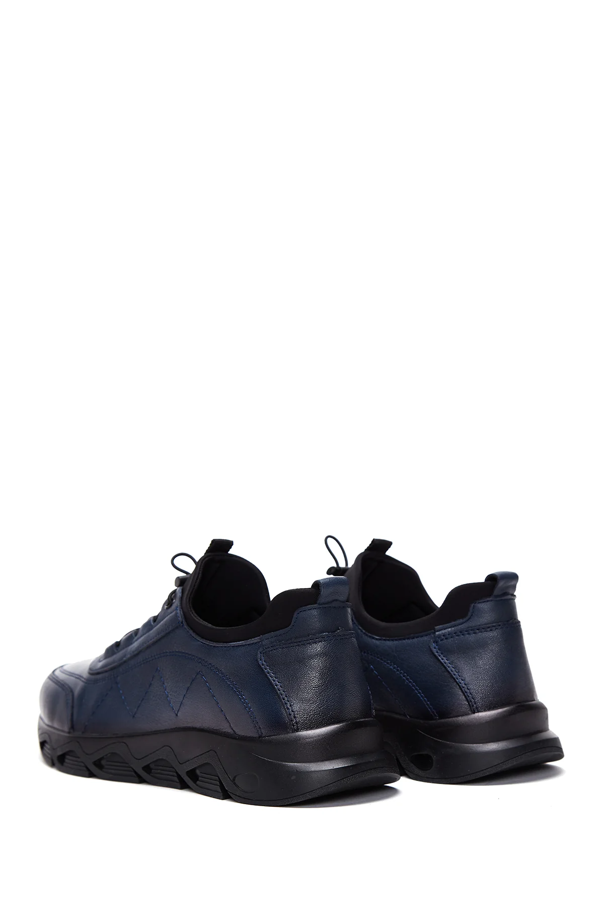 Erkek Lacivert Deri Casual Sneaker - Image 5