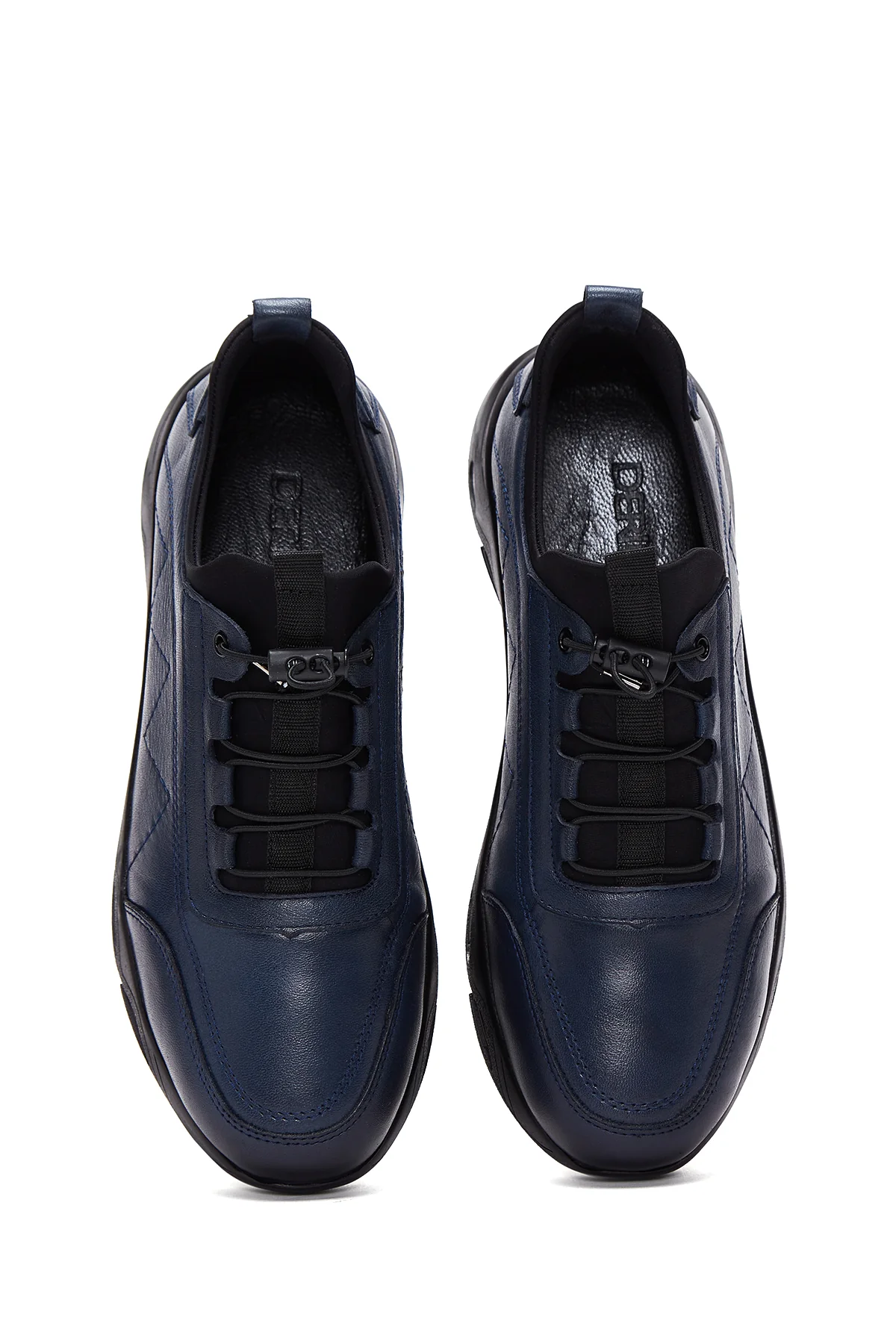 Erkek Lacivert Deri Casual Sneaker - Image 6