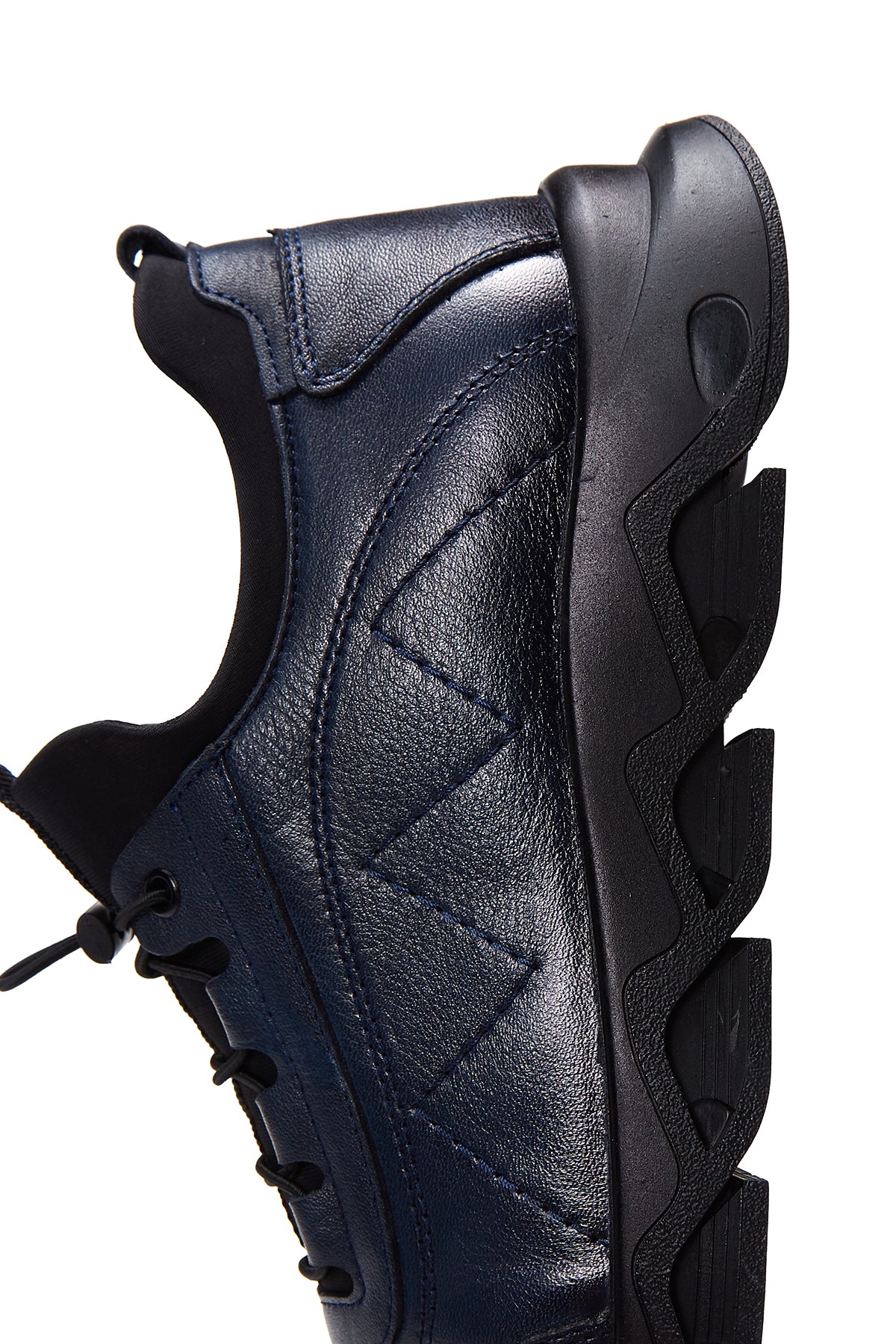 Erkek Lacivert Deri Casual Sneaker - Image 8