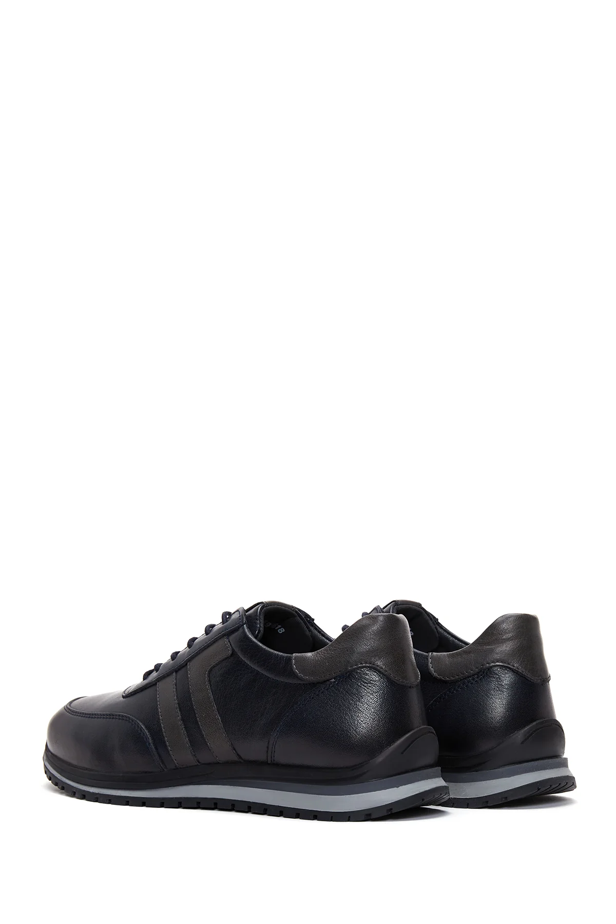 Erkek Lacivert Deri Casual Sneaker - Image 4