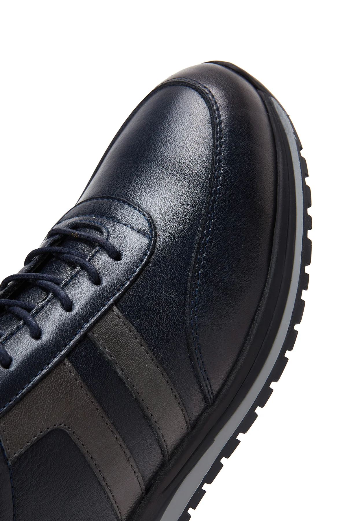 Erkek Lacivert Deri Casual Sneaker - Image 7
