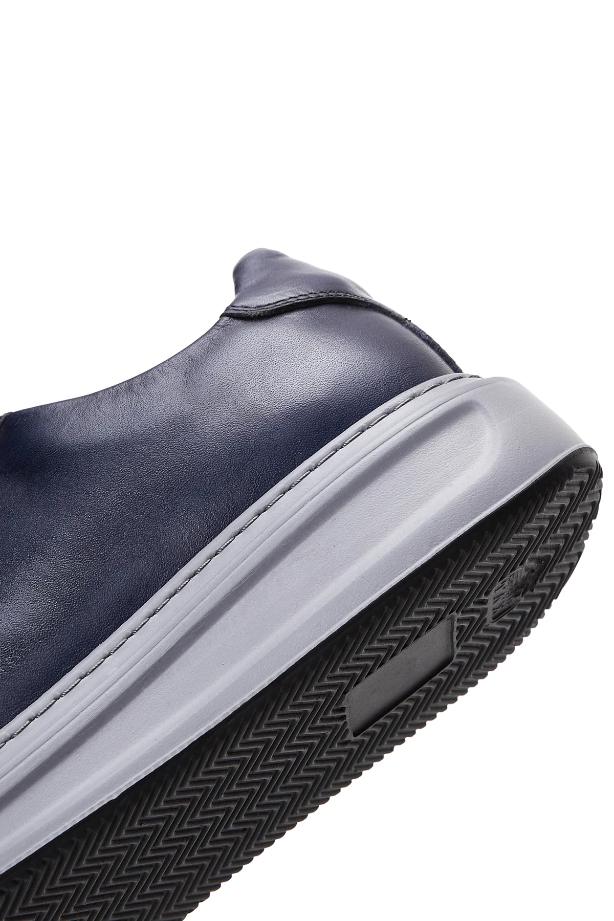 Erkek Lacivert Deri Kalın Tabanlı Sneaker - Image 8