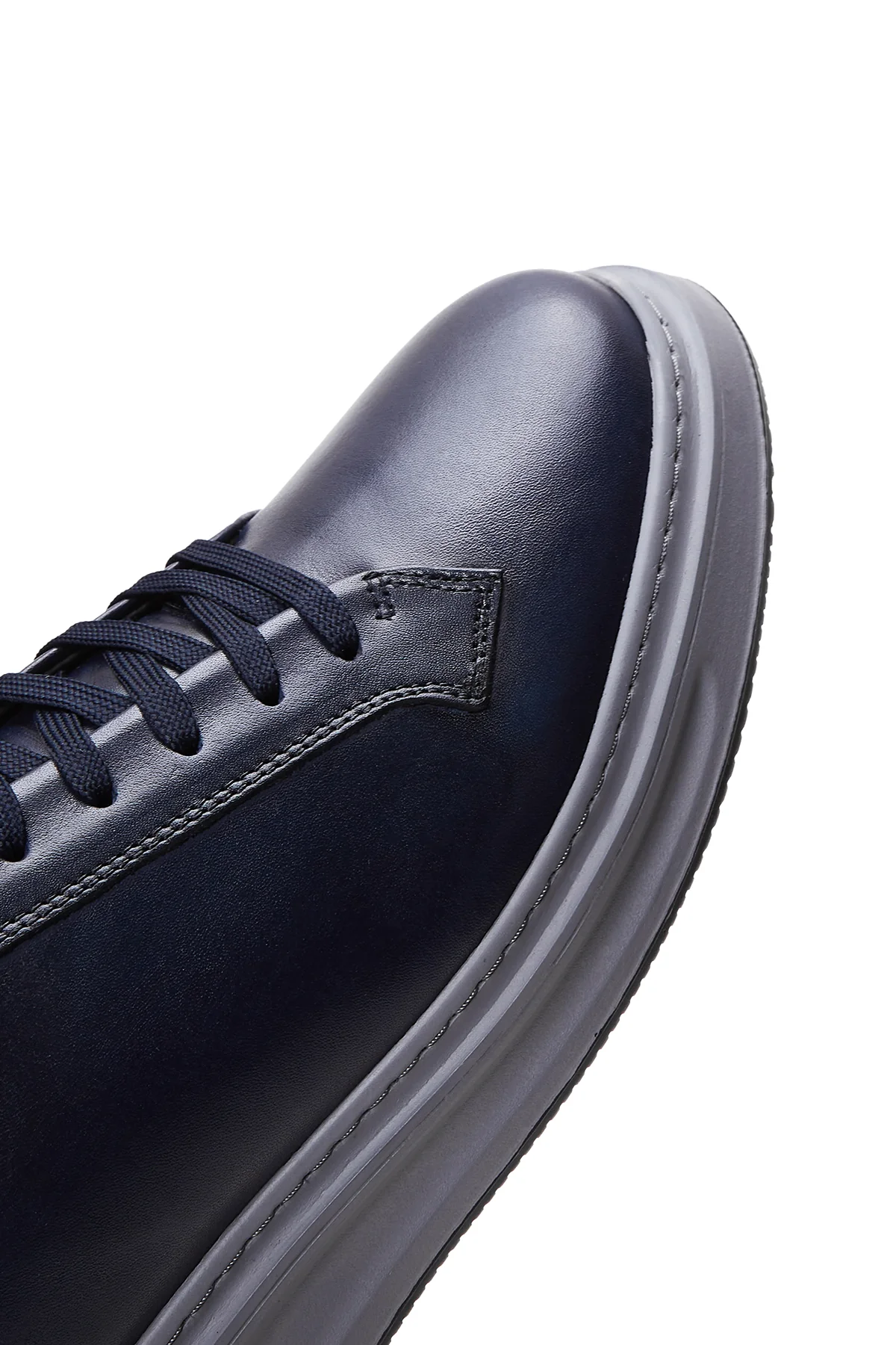 Erkek Lacivert Deri Kalın Tabanlı Sneaker - Image 7
