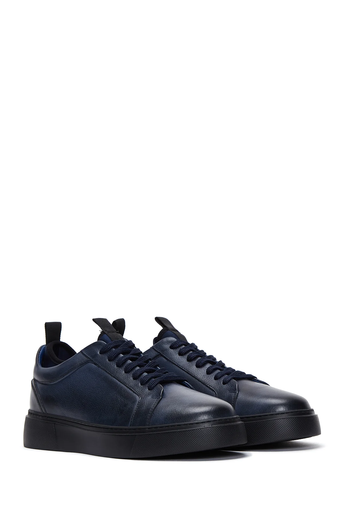 Erkek Lacivert Deri Kalın Tabanlı Sneaker - Image 3