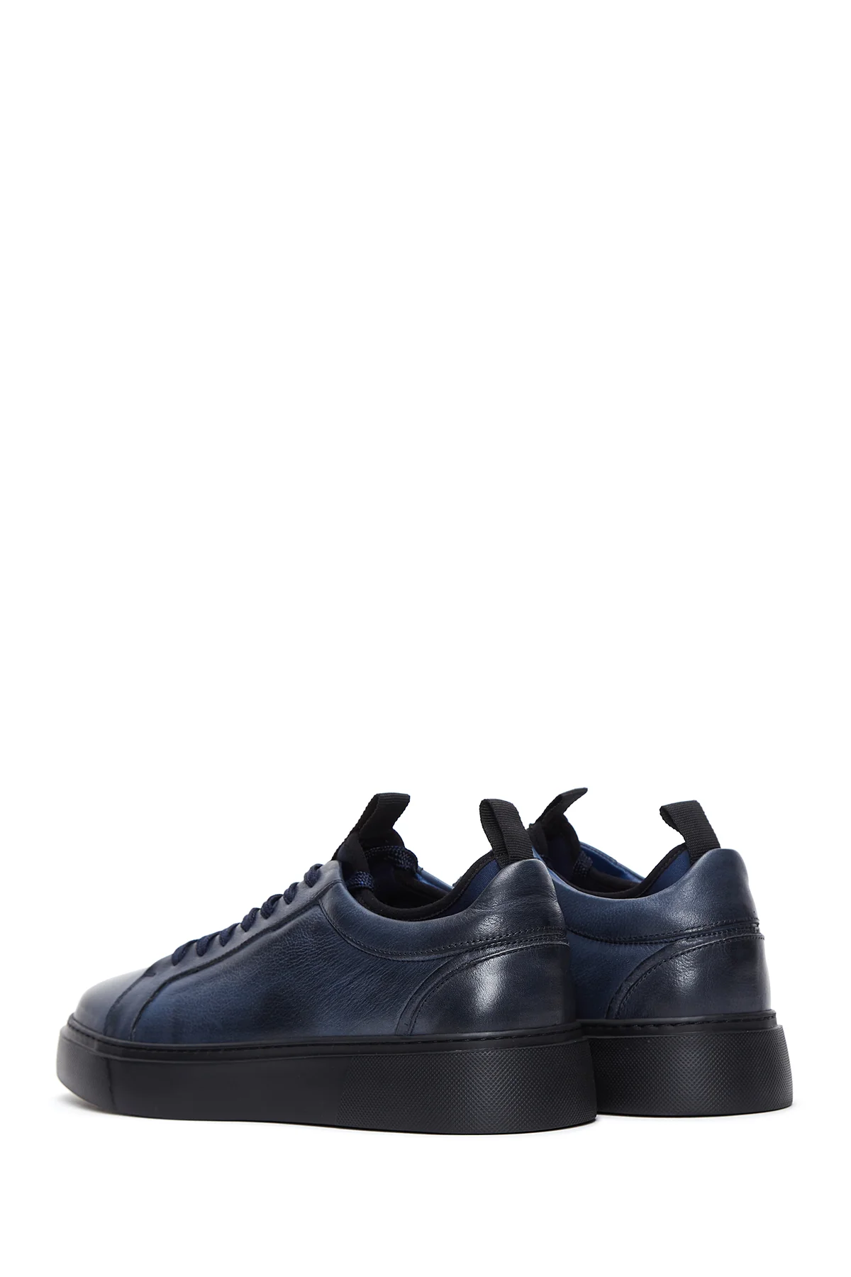 Erkek Lacivert Deri Kalın Tabanlı Sneaker - Image 5