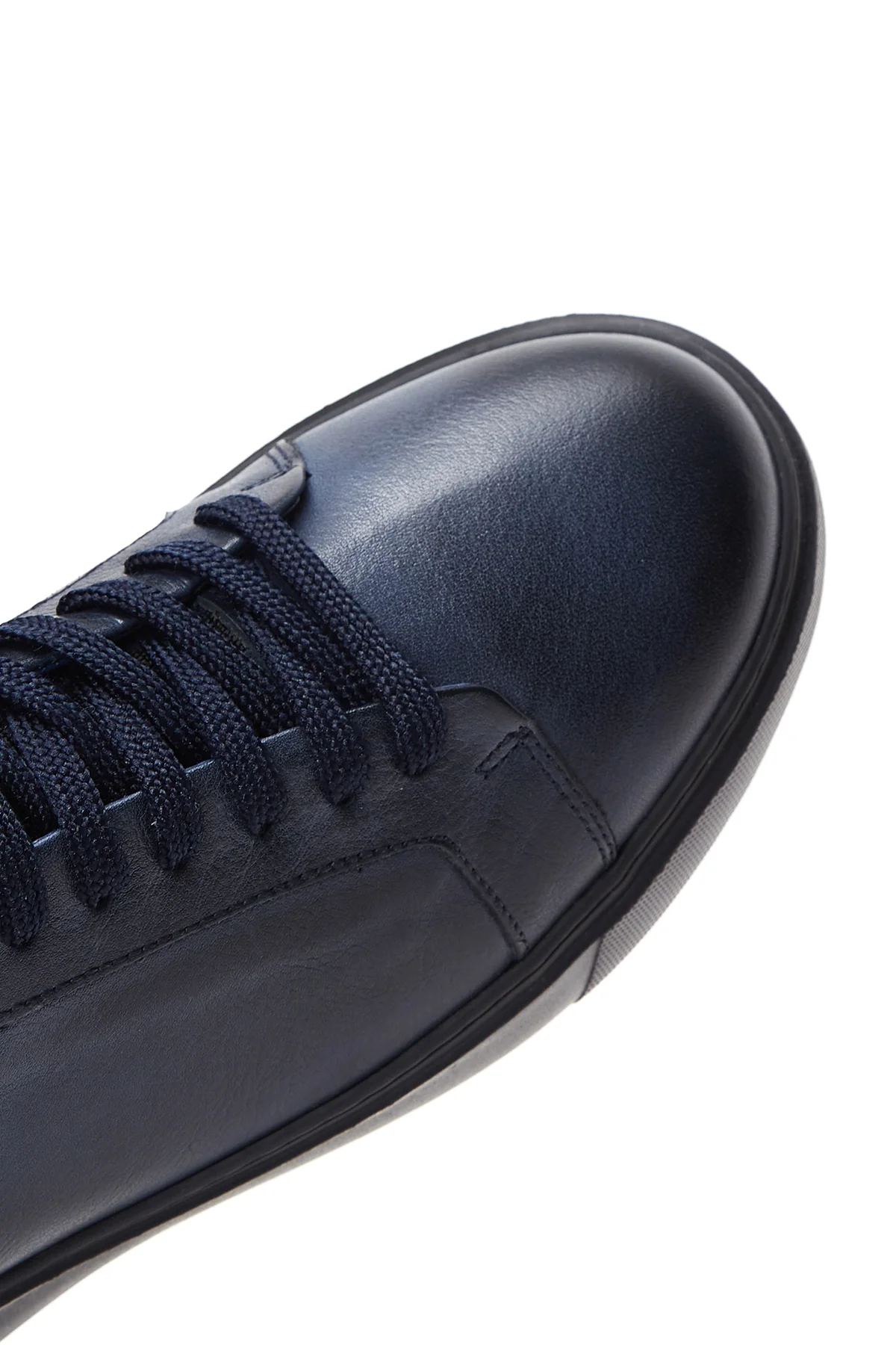 Erkek Lacivert Deri Kalın Tabanlı Sneaker - Image 7
