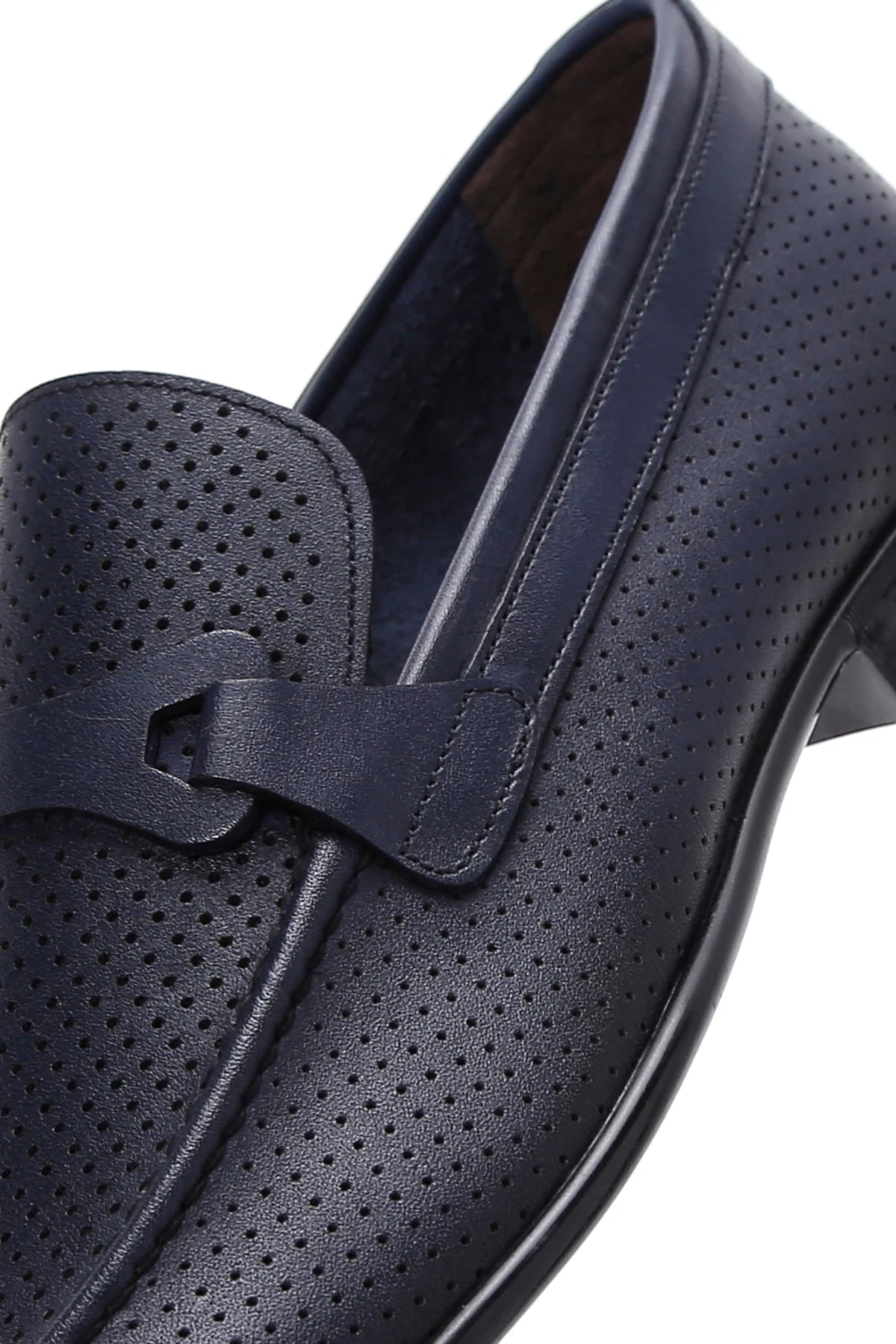 Erkek Lacivert Deri Klasik Loafer - Image 7