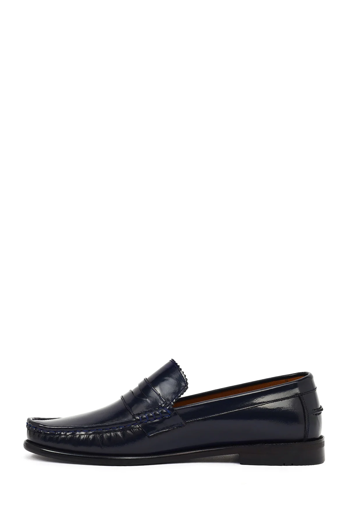 Erkek Lacivert Deri Klasik Loafer - Image 3