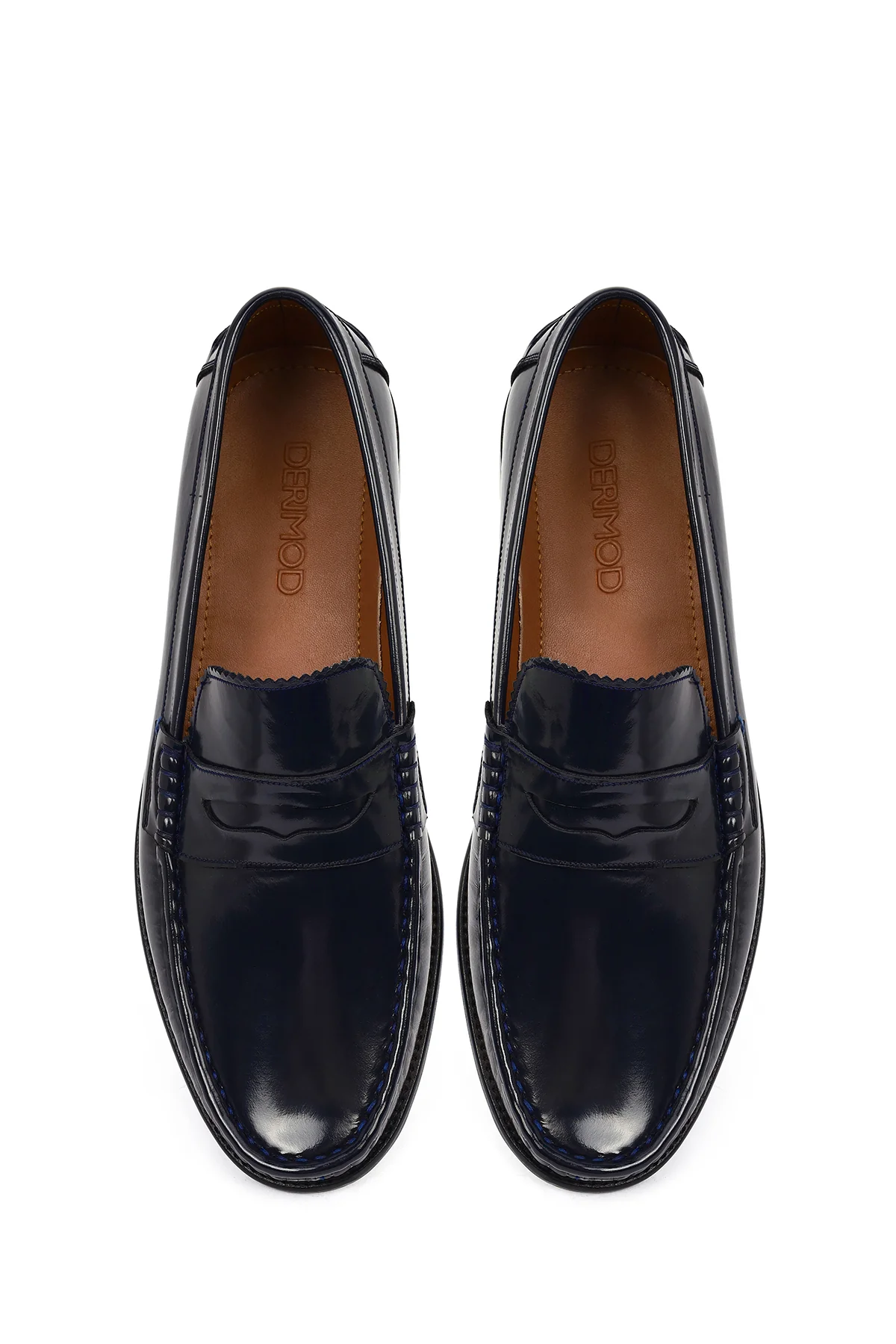Erkek Lacivert Deri Klasik Loafer - Image 4