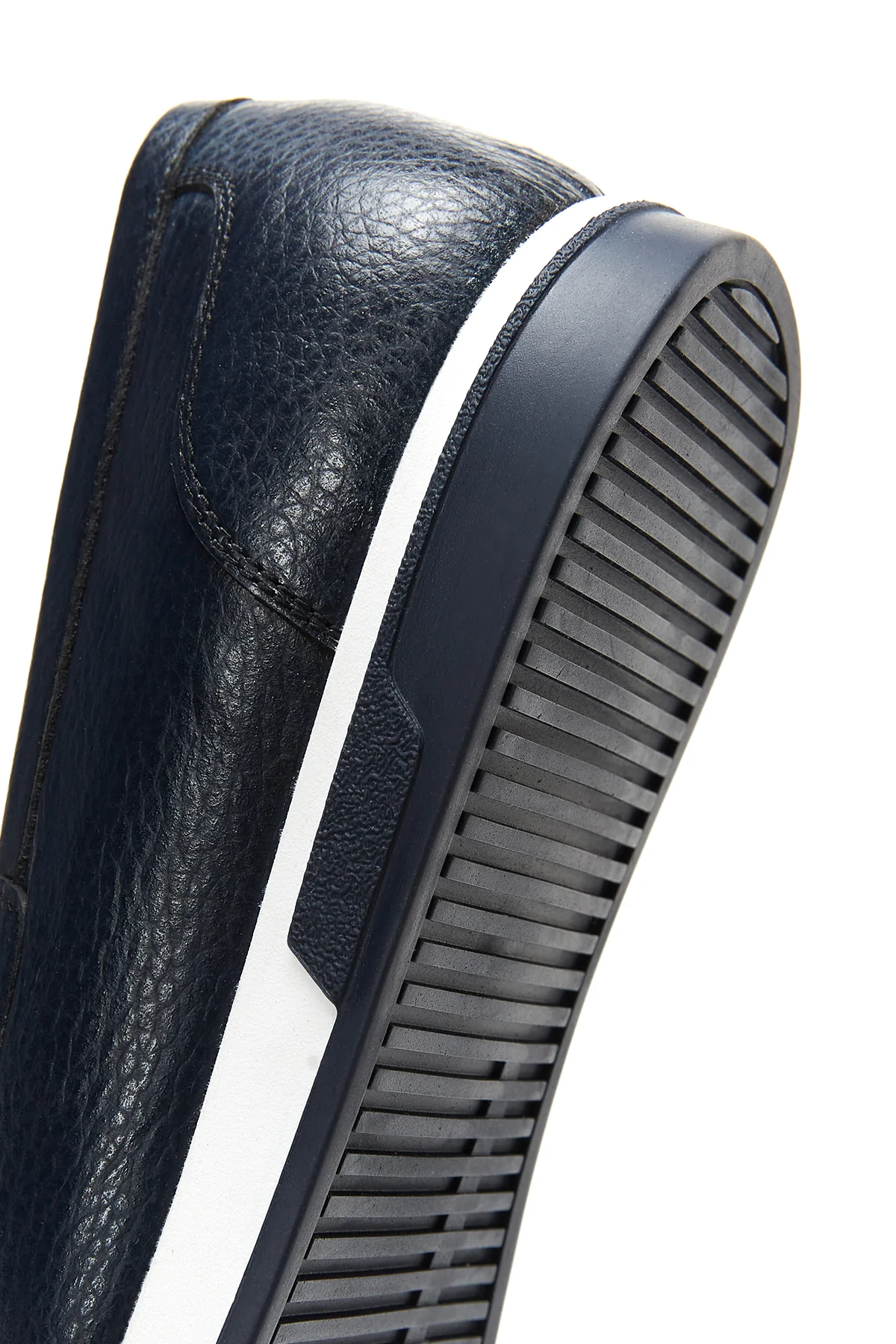Erkek Lacivert Deri Örgü Detaylı Casual Loafer - Image 8
