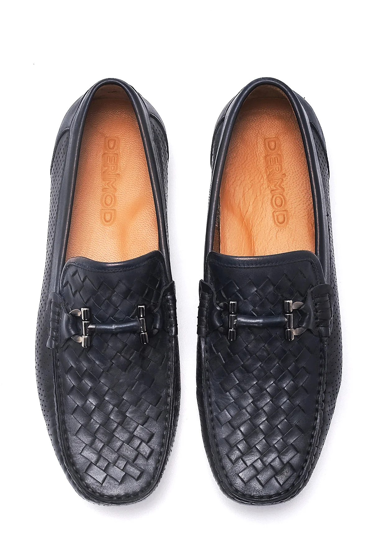 Erkek Lacivert Deri Örgülü Casual Loafer - Image 7