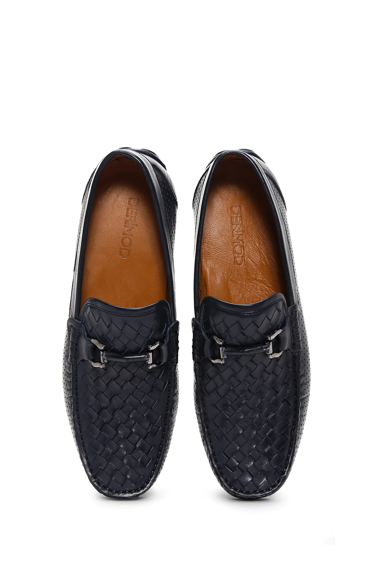 Erkek Lacivert Deri Örgülü Tokalı Loafer - Image 6
