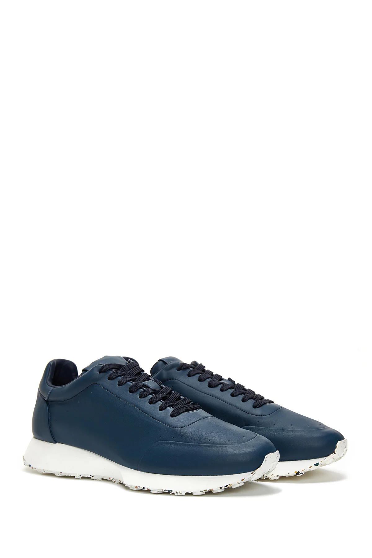 Erkek Lacivert Deri Sneaker - Image 3