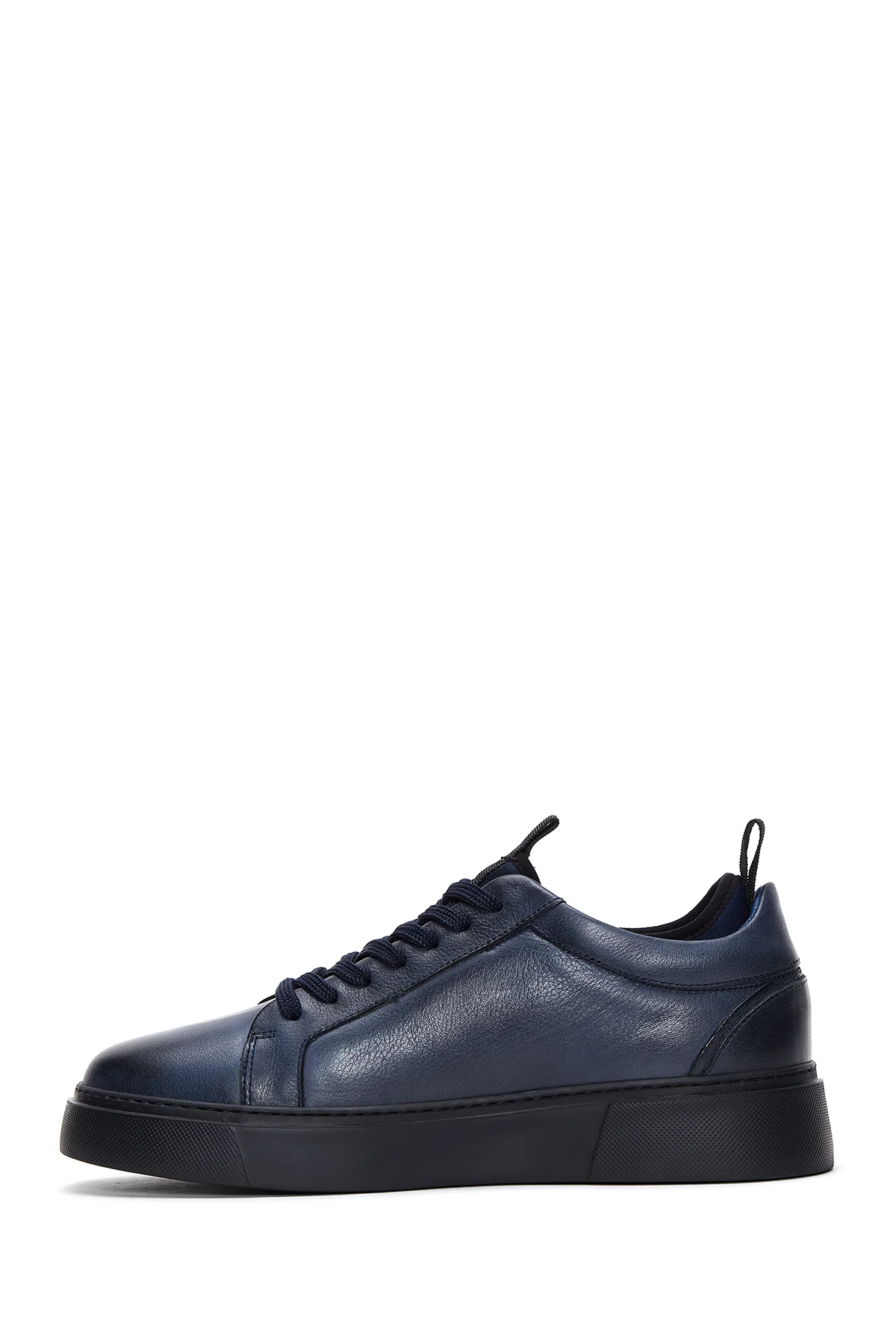 Erkek Lacivert Deri Sneaker - Image 2
