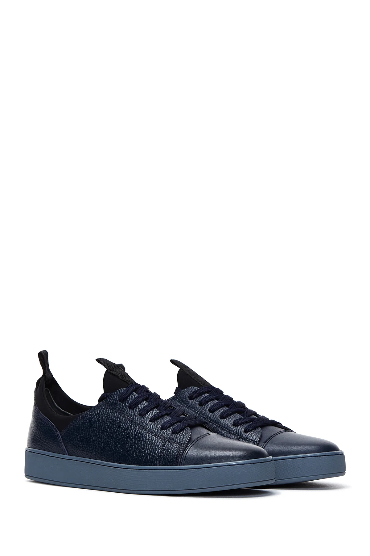 Erkek Lacivert Deri Sneaker - Image 2