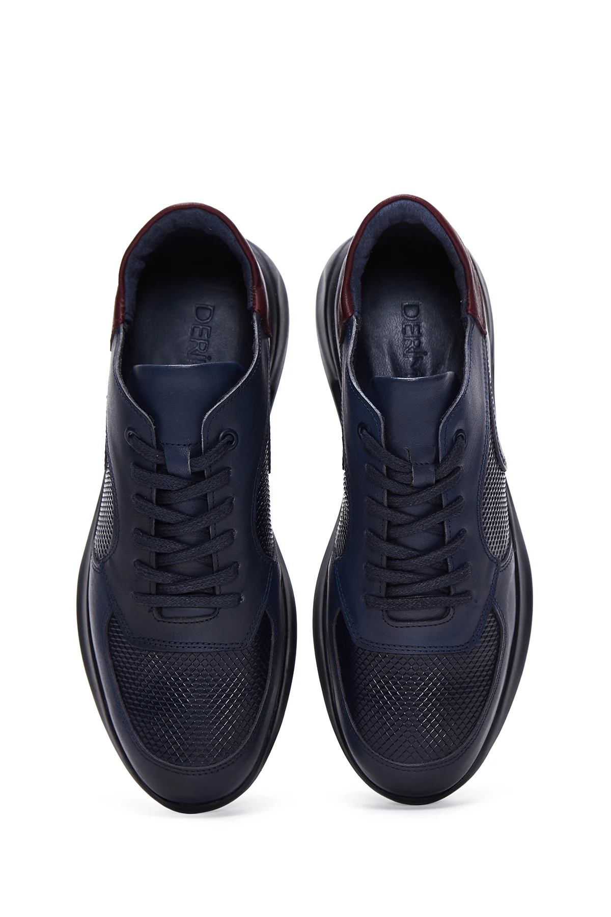 Erkek Lacivert Deri Sneaker - Image 6