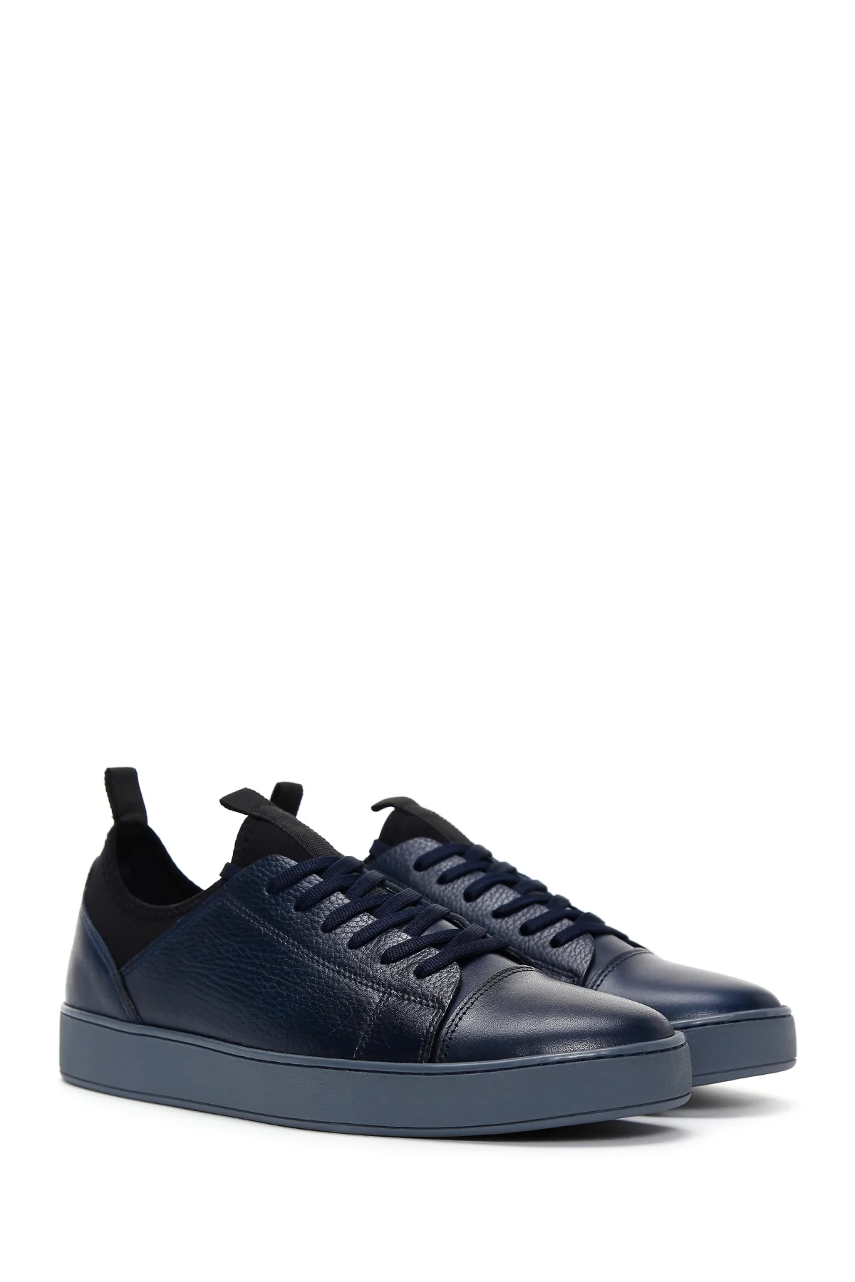 Erkek Lacivert Deri Sneaker - Image 3