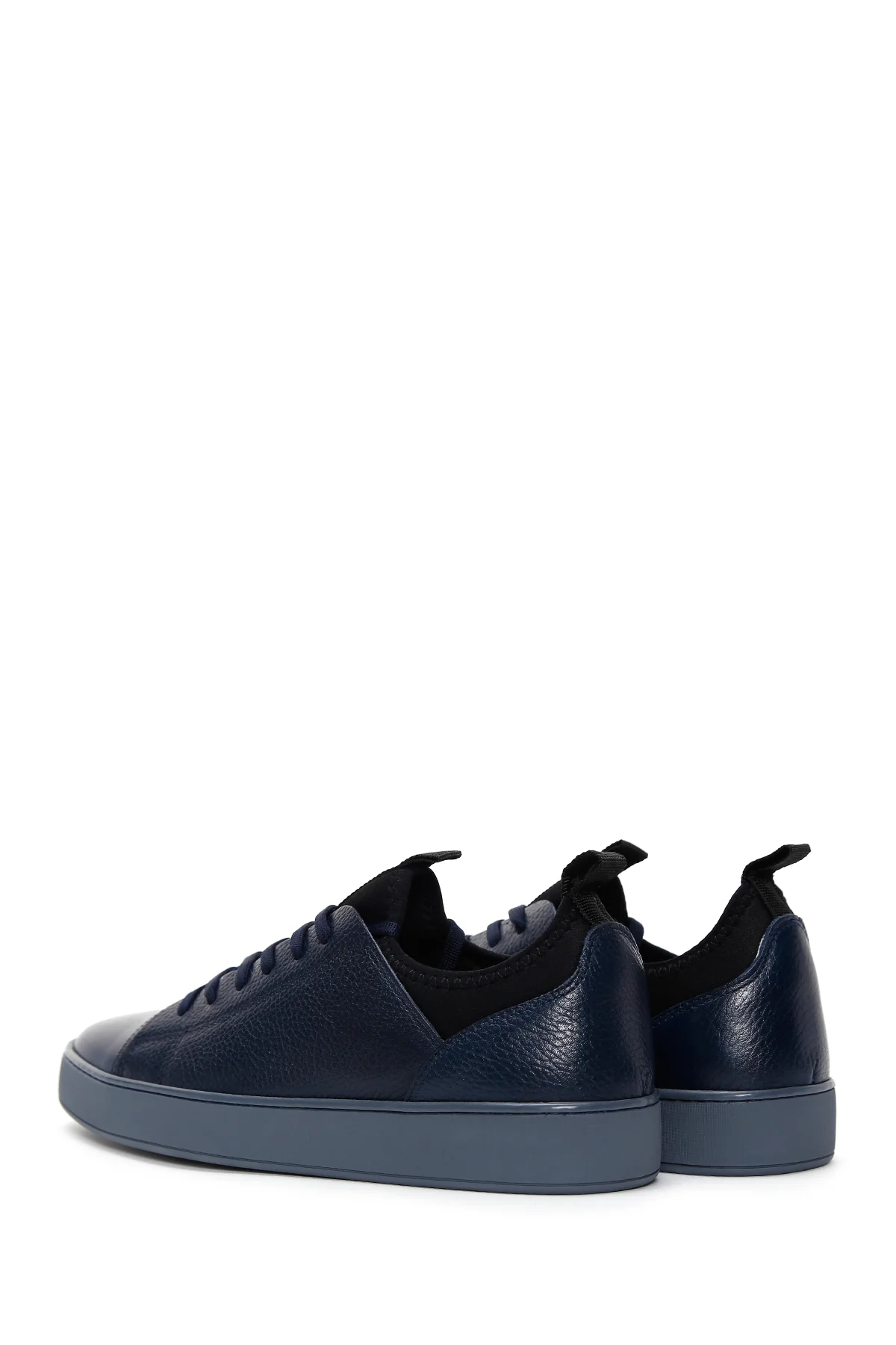 Erkek Lacivert Deri Sneaker - Image 5
