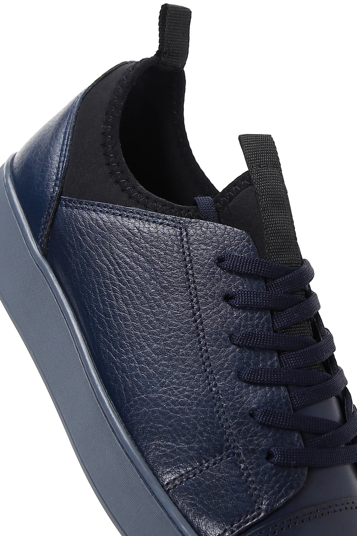 Erkek Lacivert Deri Sneaker - Image 8