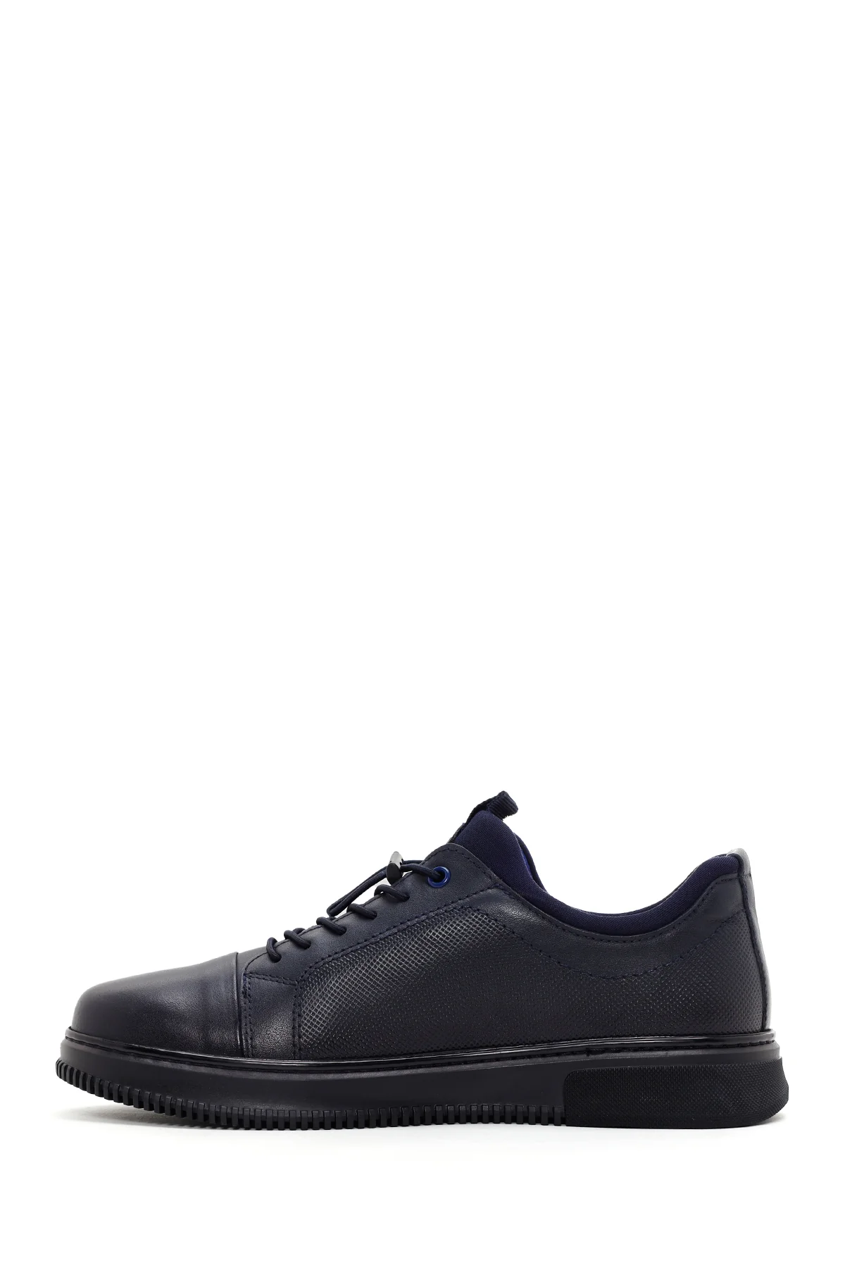 Erkek Lacivert Deri Sneaker - Image 2