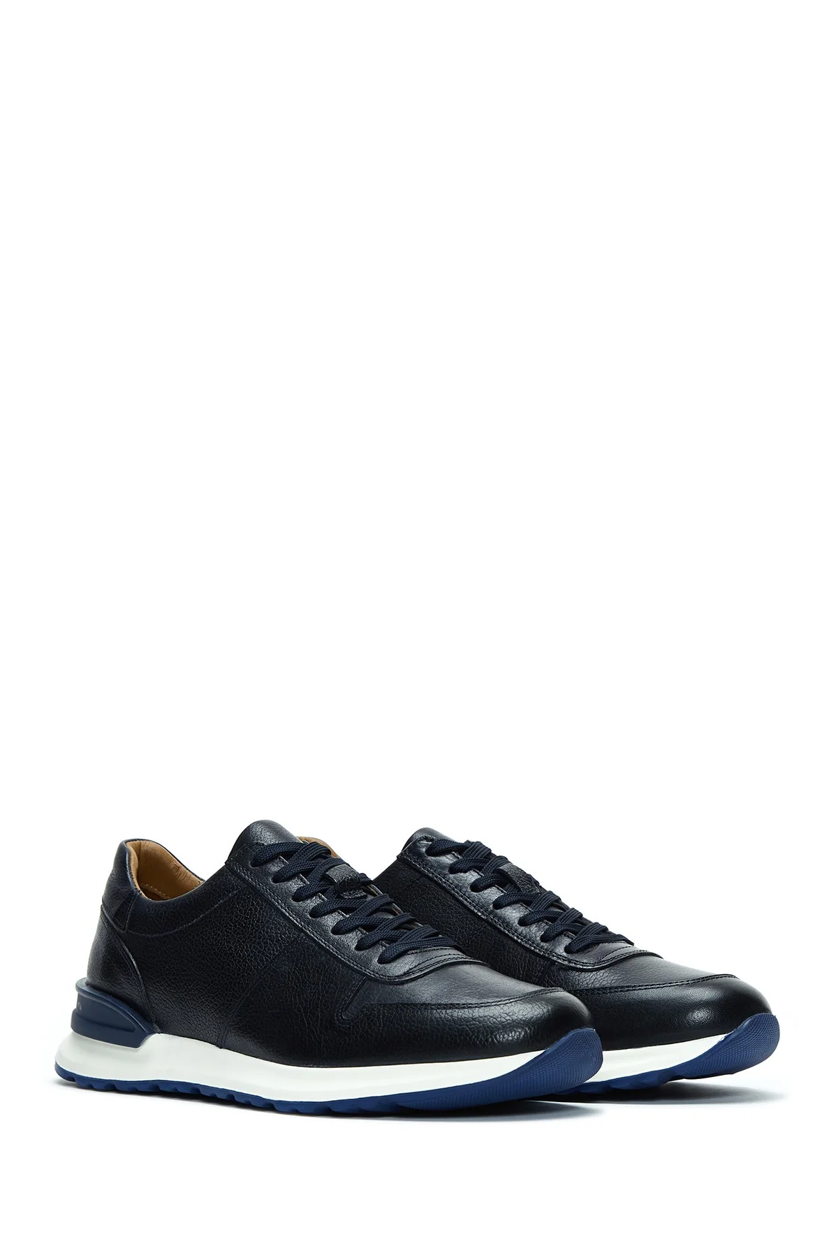Erkek Lacivert Deri Sneaker - Image 3