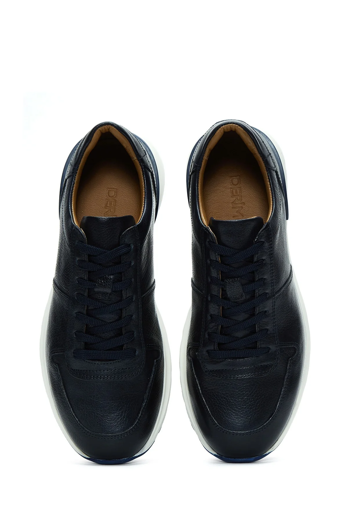 Erkek Lacivert Deri Sneaker - Image 6