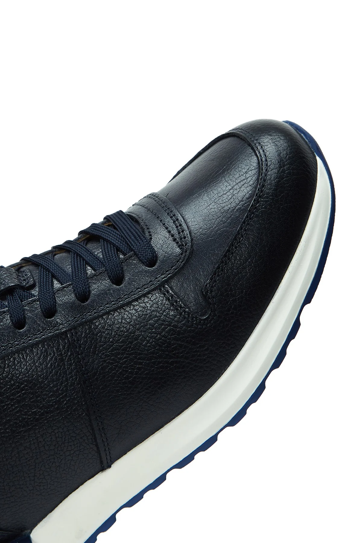Erkek Lacivert Deri Sneaker - Image 7