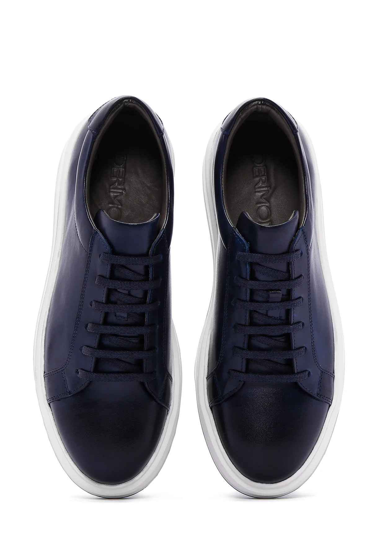 Erkek Lacivert Deri Sneaker - Image 6