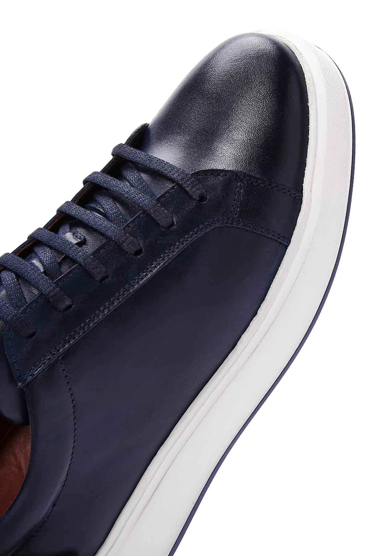 Erkek Lacivert Deri Sneaker - Image 9