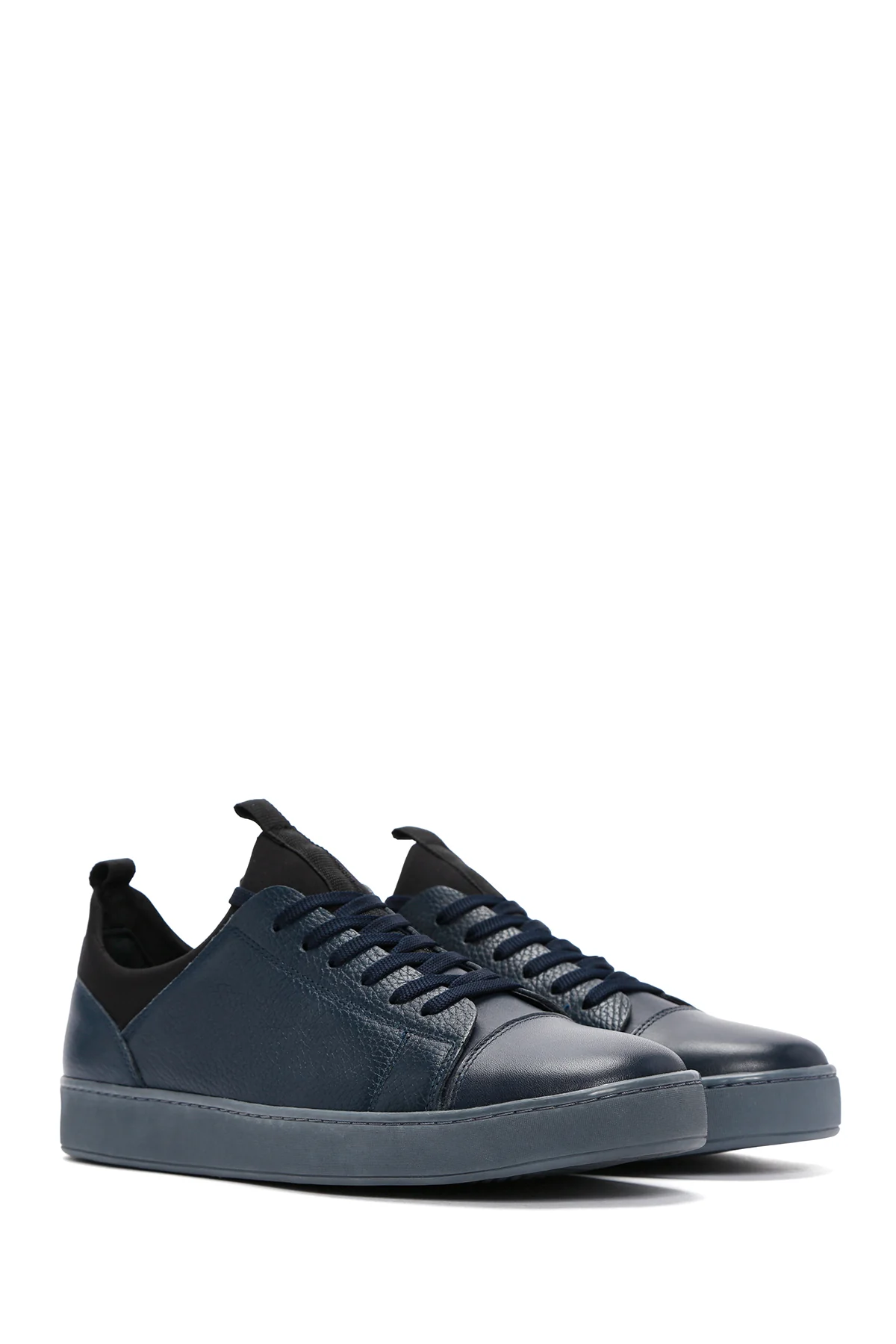 Erkek Lacivert Deri Sneaker - Image 3