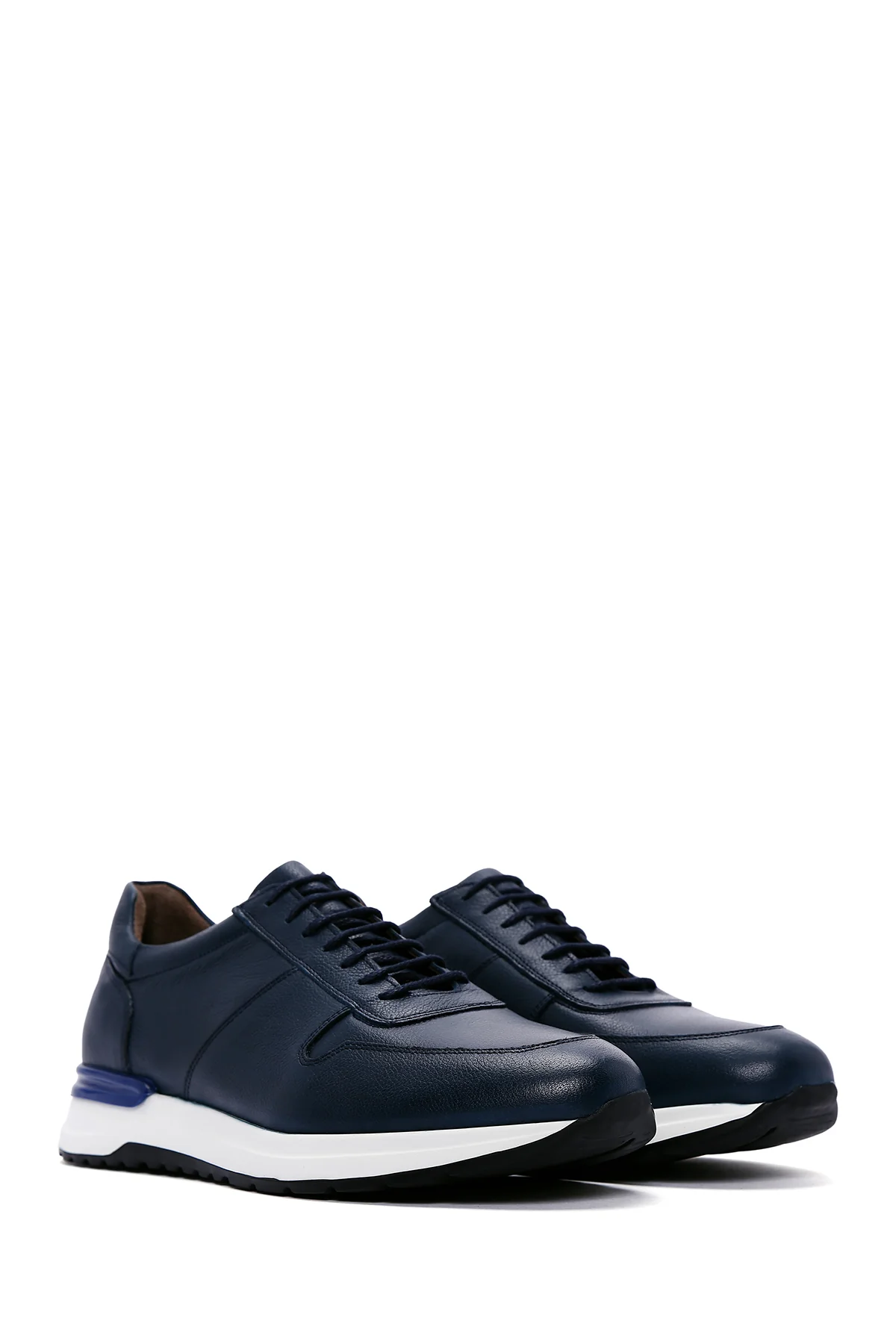 Erkek Lacivert Deri Sneaker - Image 3