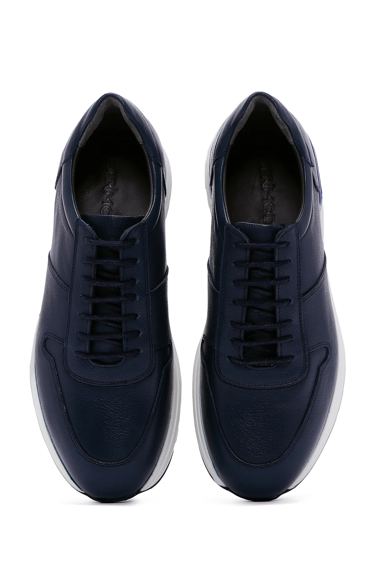 Erkek Lacivert Deri Sneaker - Image 6