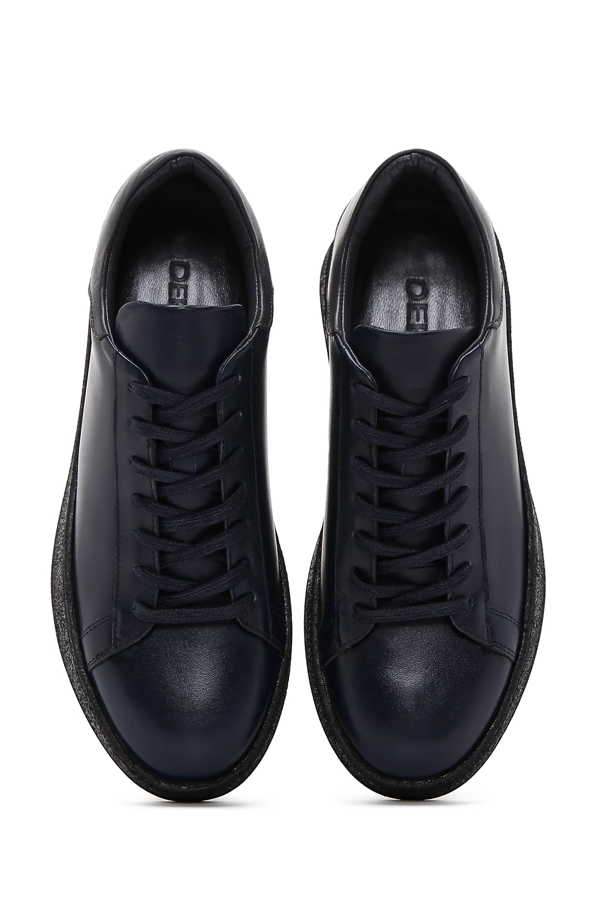 Erkek Lacivert Deri Sneaker - Image 5