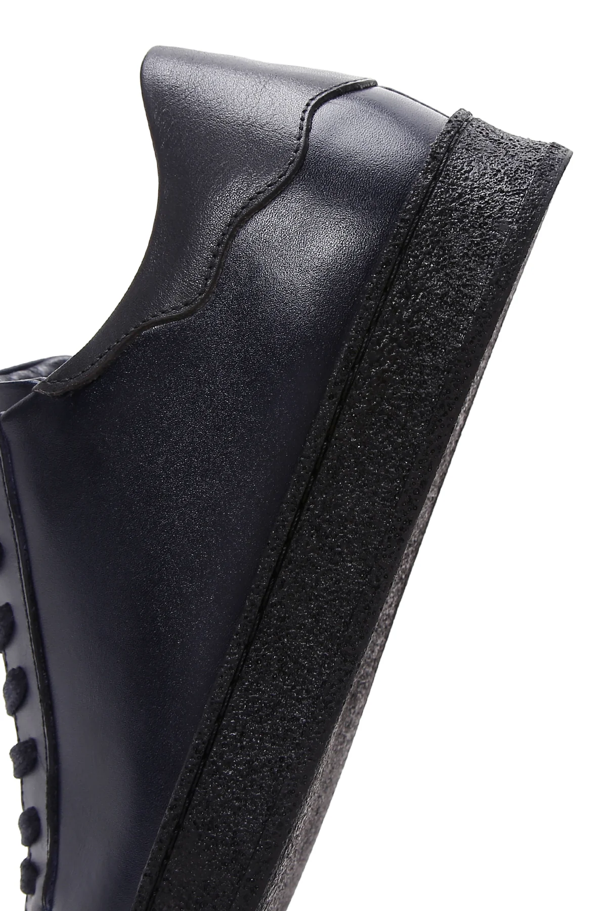Erkek Lacivert Deri Sneaker - Image 6