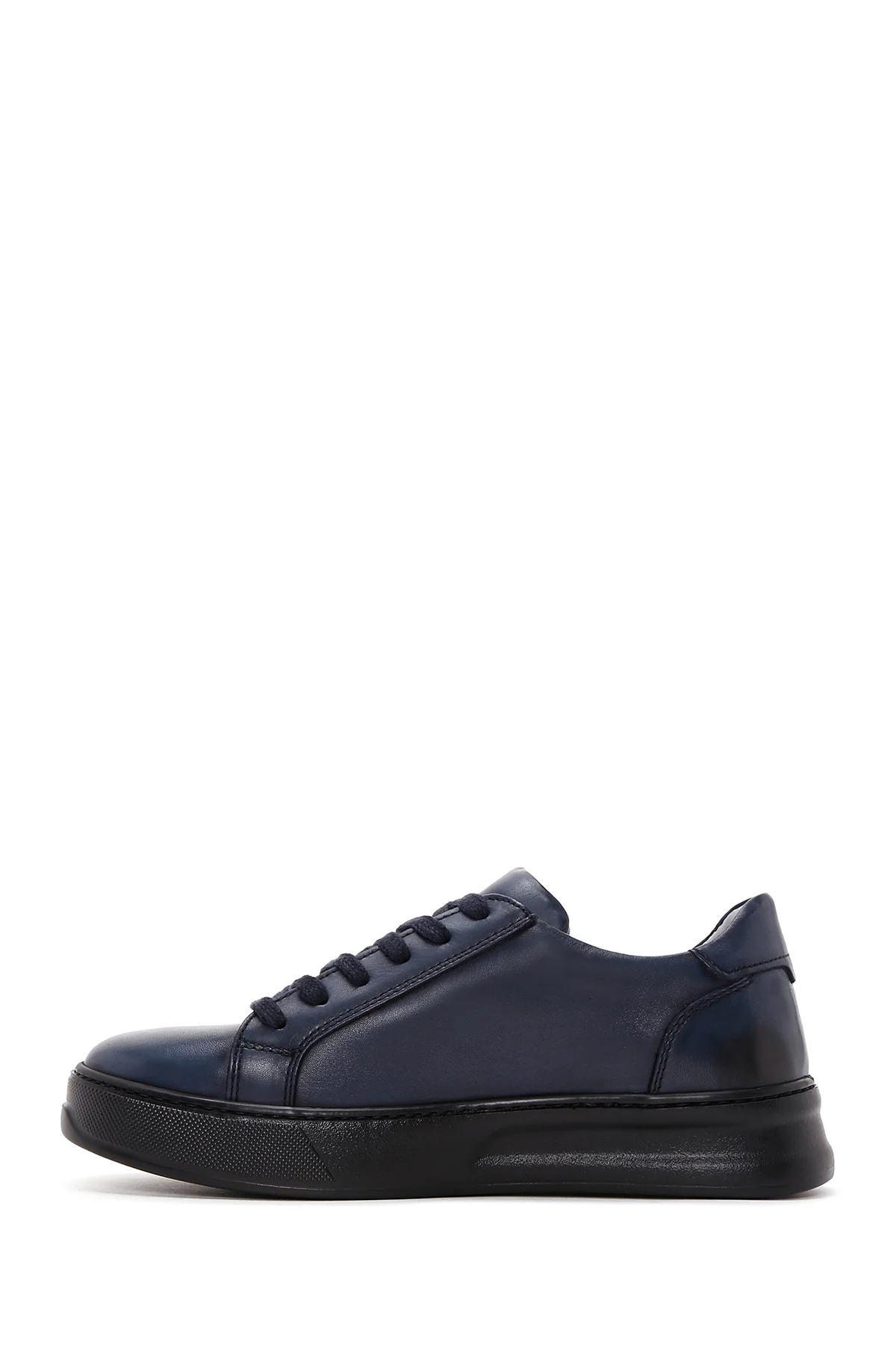 Erkek Lacivert Deri Sneaker - Image 2