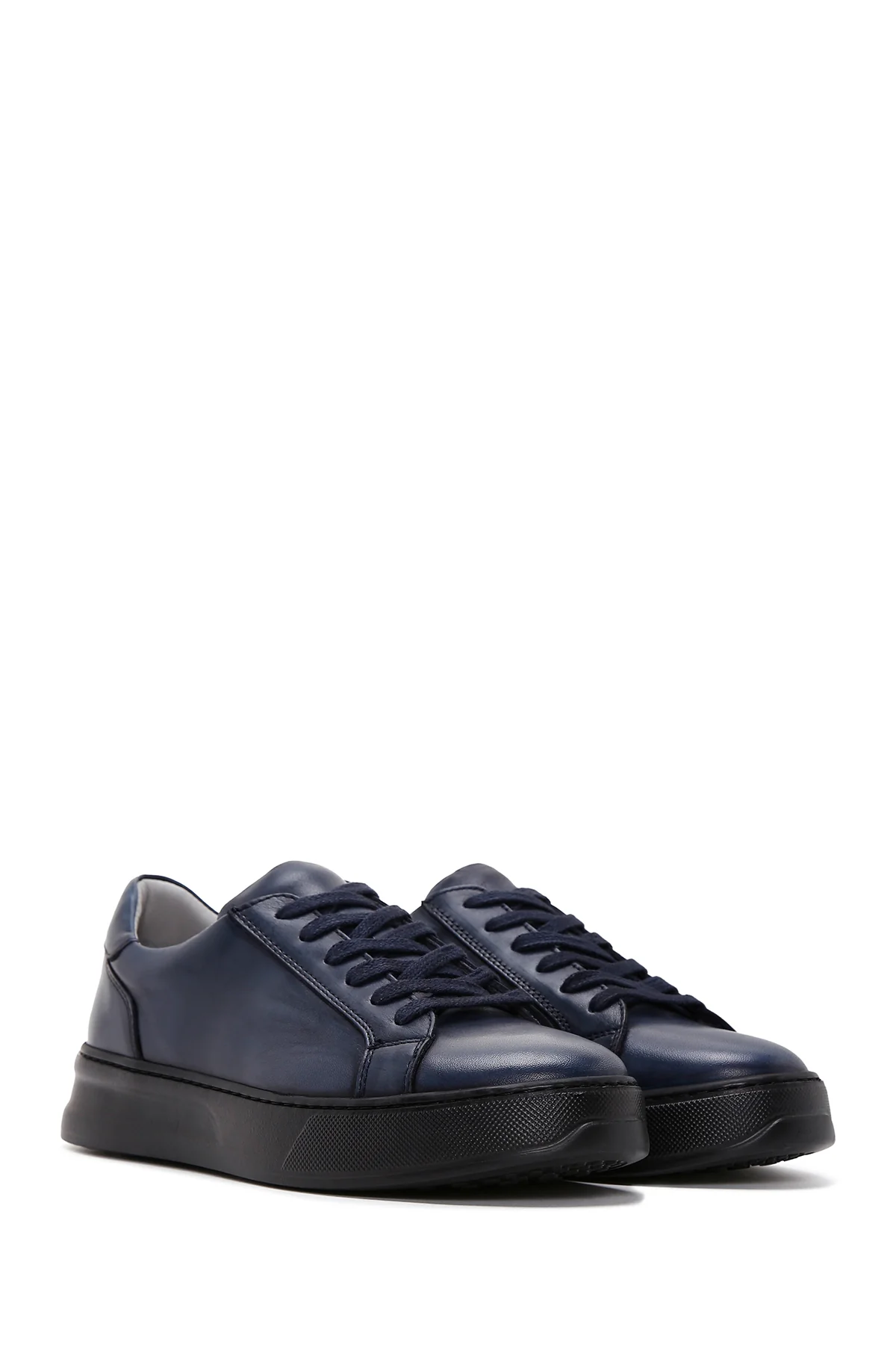Erkek Lacivert Deri Sneaker - Image 3