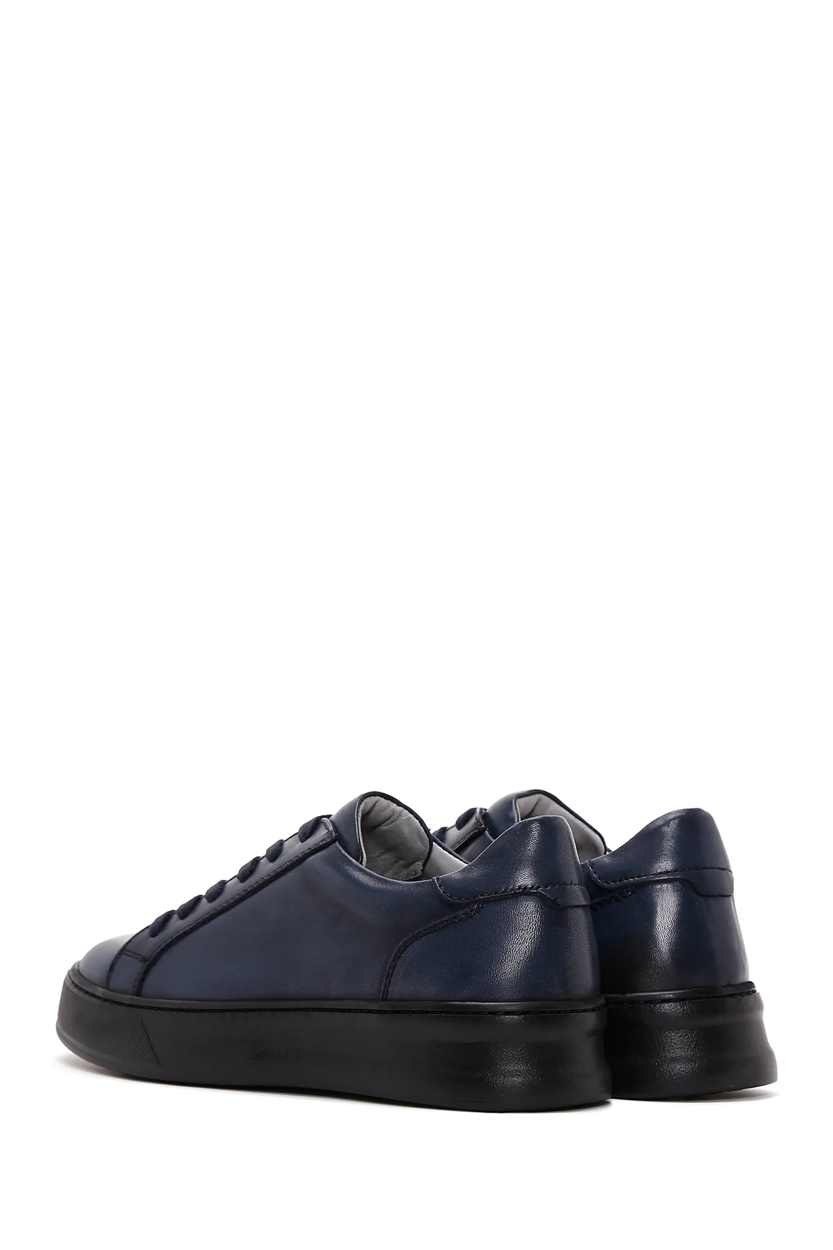 Erkek Lacivert Deri Sneaker - Image 5