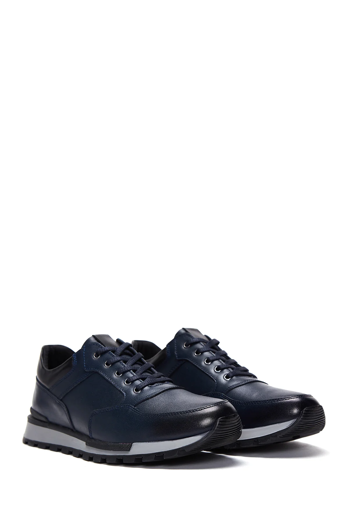Erkek Lacivert Deri Sneaker - Image 3