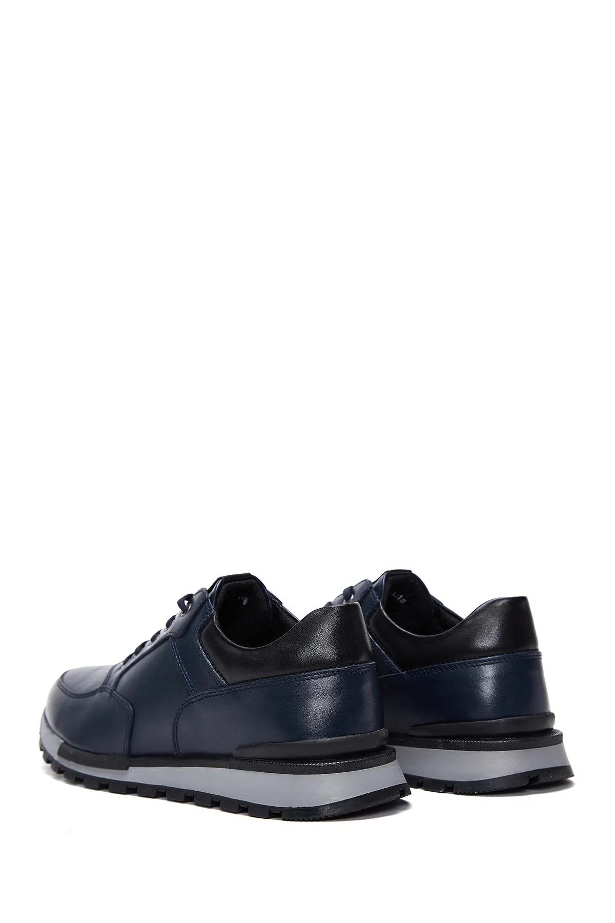 Erkek Lacivert Deri Sneaker - Image 5