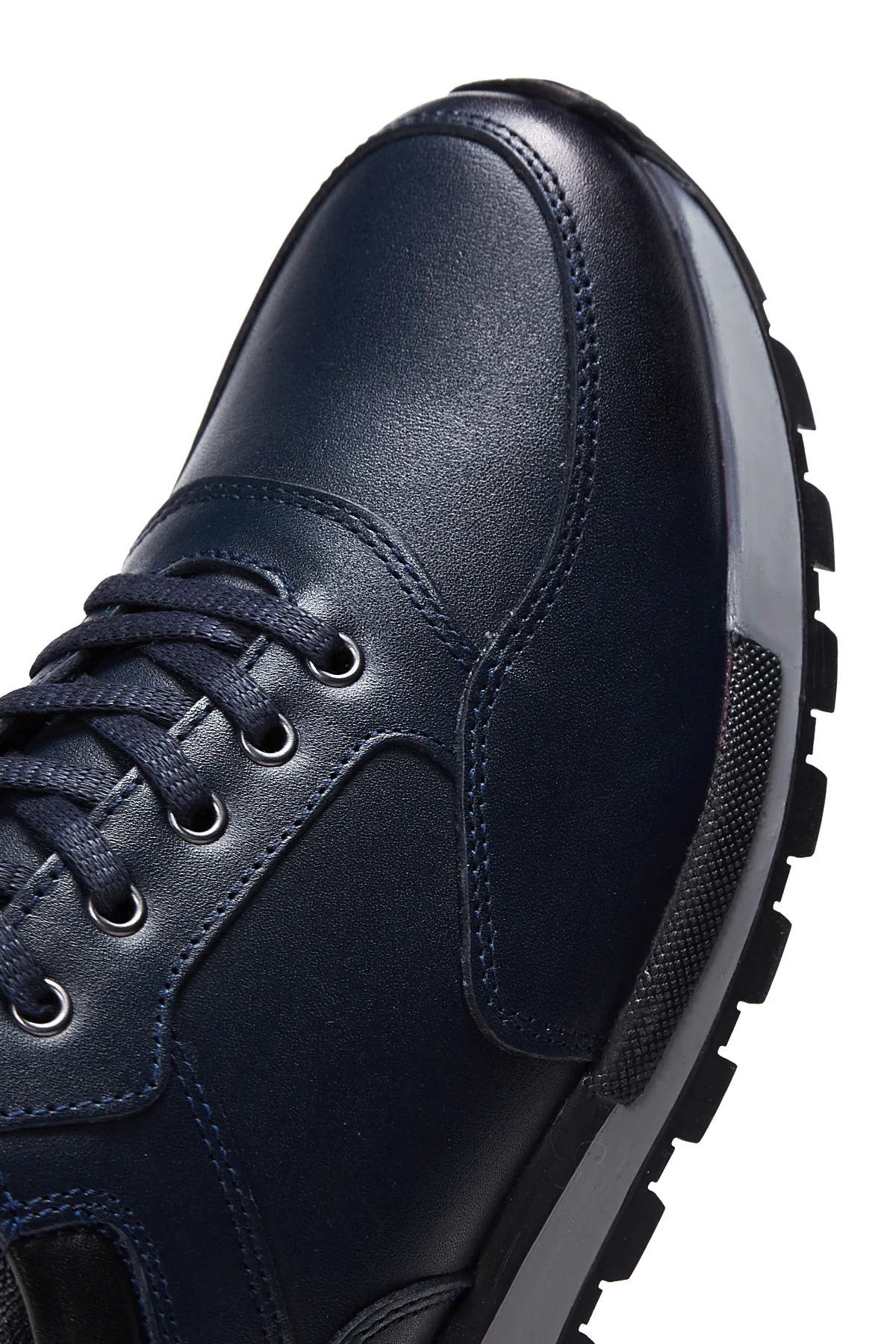 Erkek Lacivert Deri Sneaker - Image 8