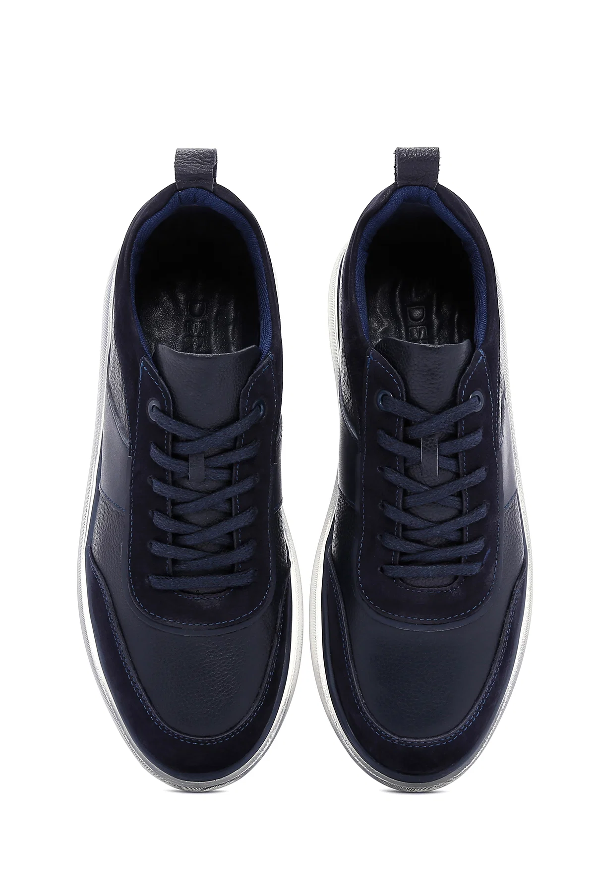 Erkek Lacivert Deri Sneaker - Image 6