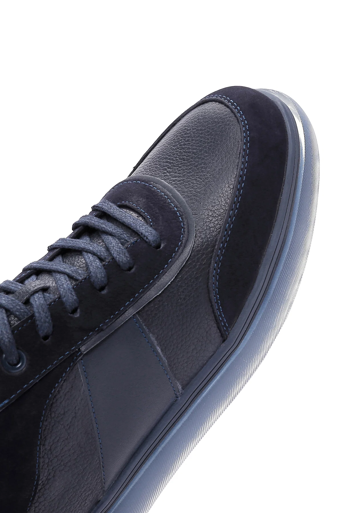 Erkek Lacivert Deri Sneaker - Image 9