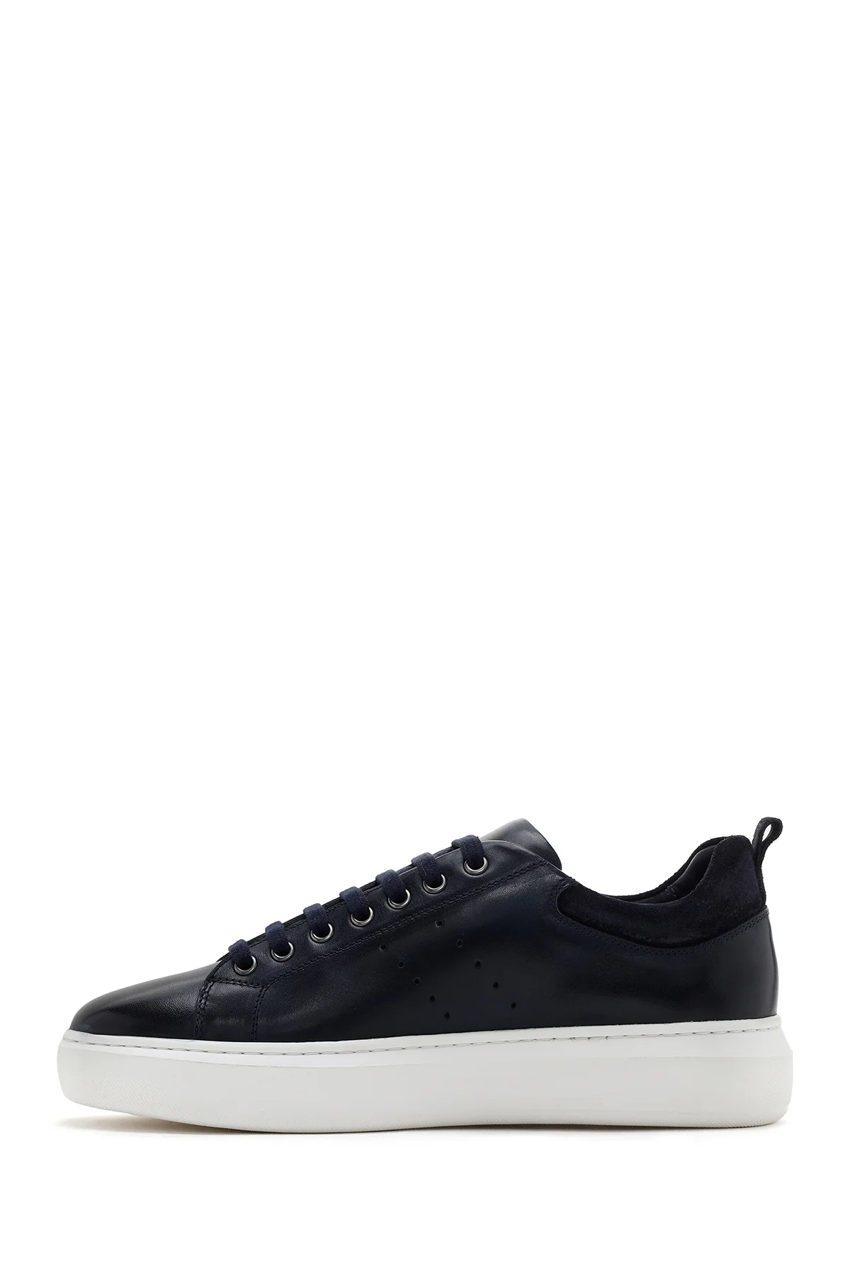 Erkek Lacivert Deri Sneaker - Image 2