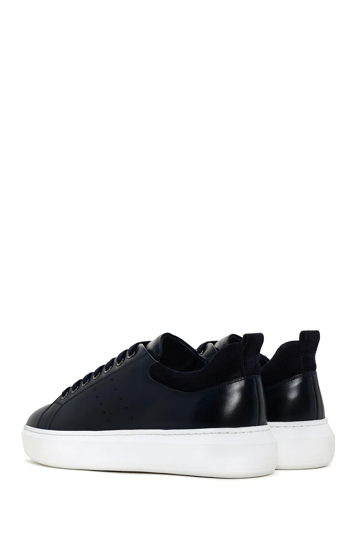 Erkek Lacivert Deri Sneaker - Image 5