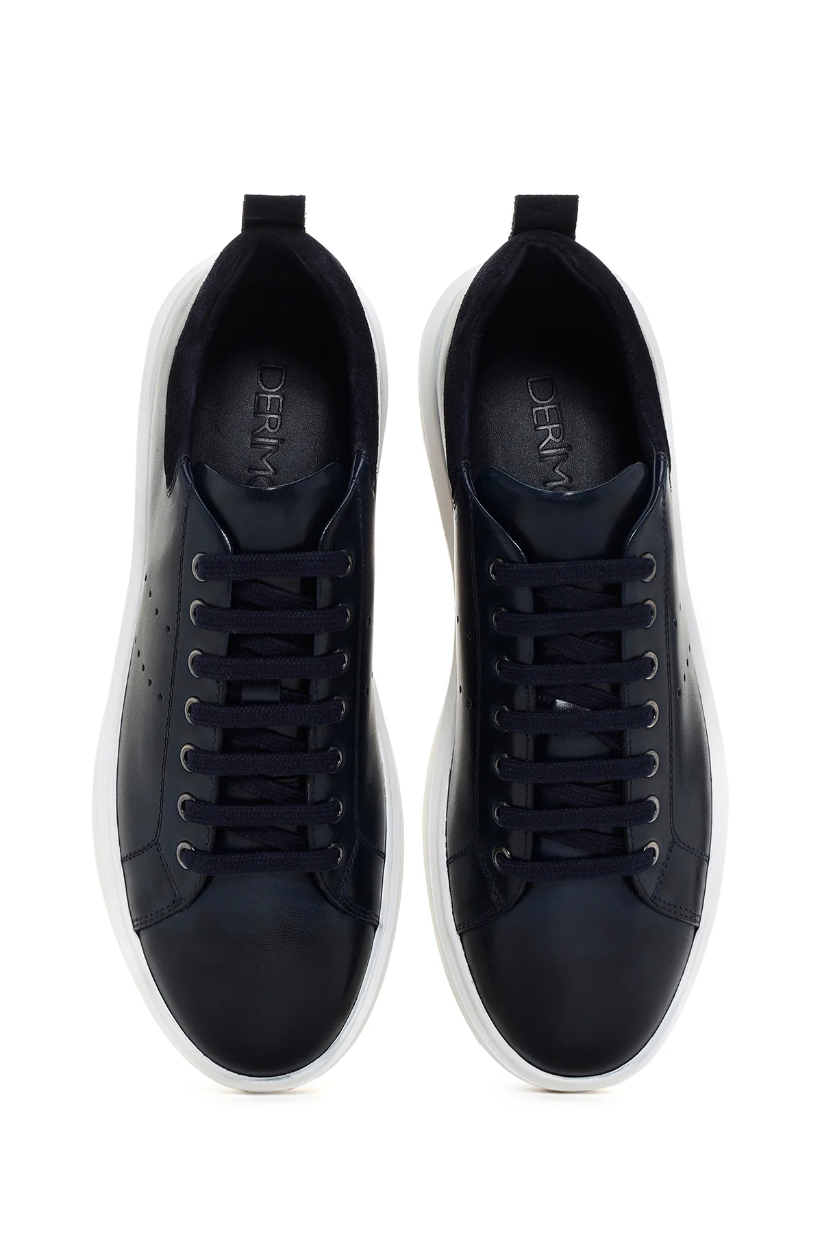 Erkek Lacivert Deri Sneaker - Image 6