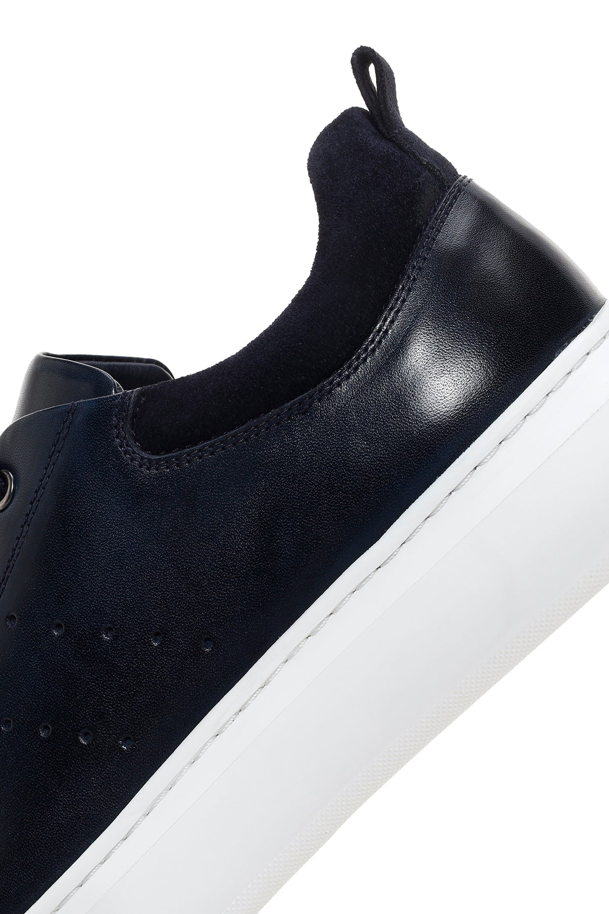 Erkek Lacivert Deri Sneaker - Image 7