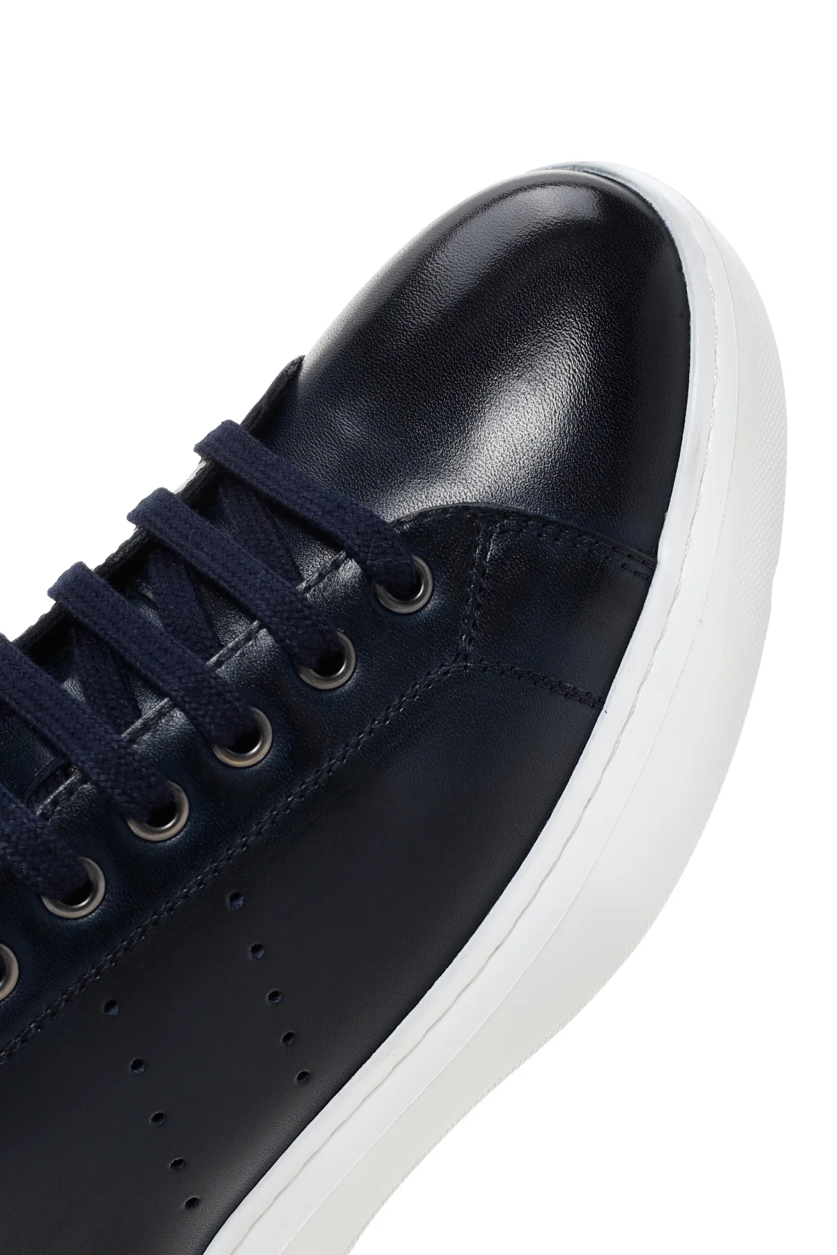 Erkek Lacivert Deri Sneaker - Image 9