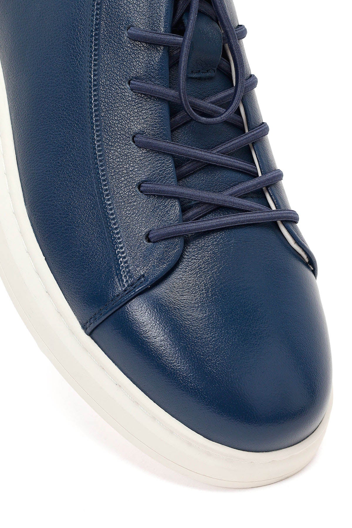 Erkek Lacivert Deri Sneaker - Image 9